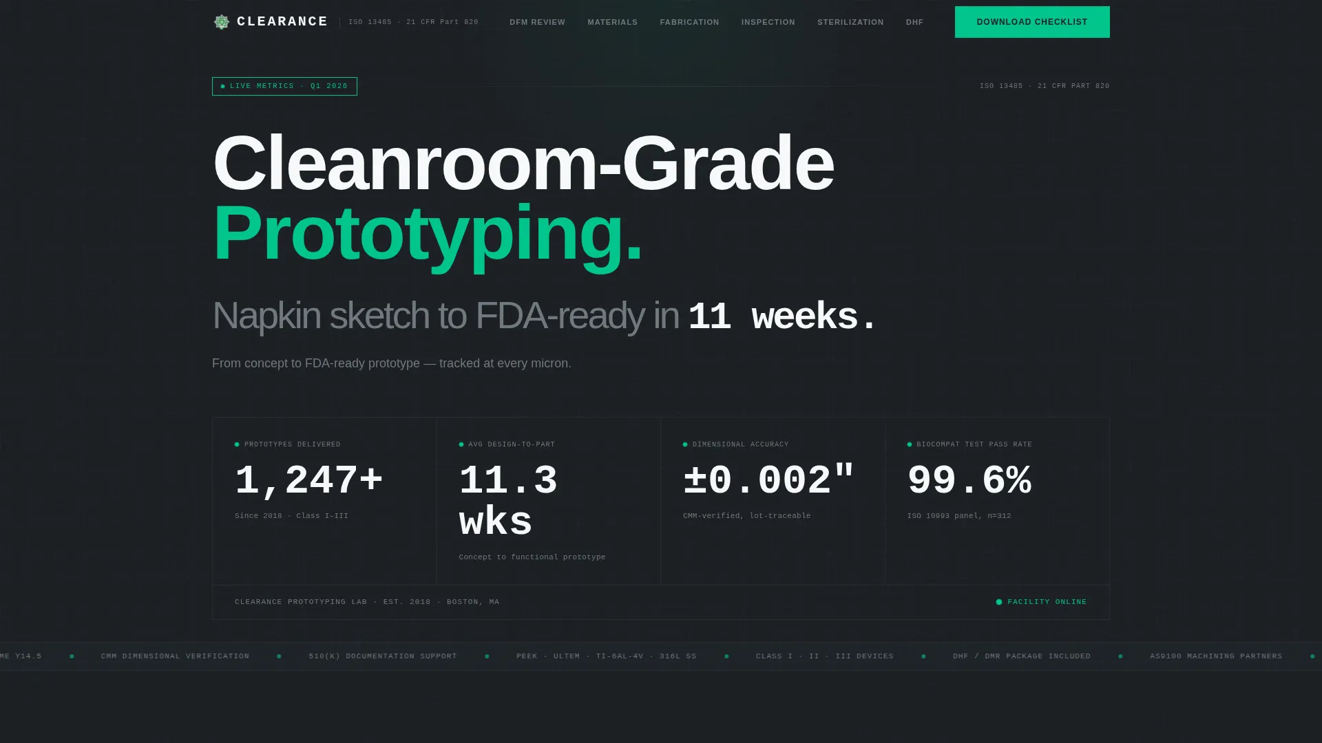 Medical Device Manufacturing Booking Website Template