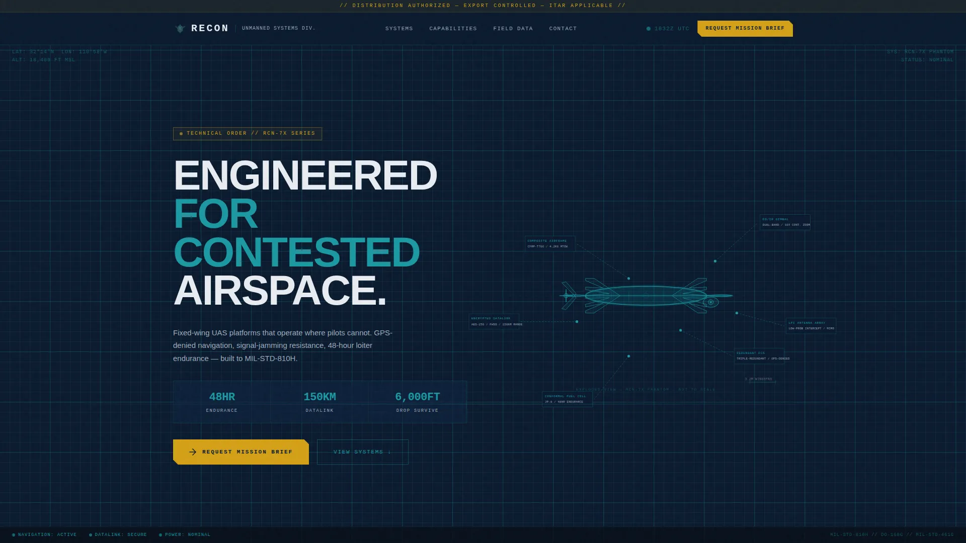 Military UAV & Drone Manufacturer Landing Page Template
