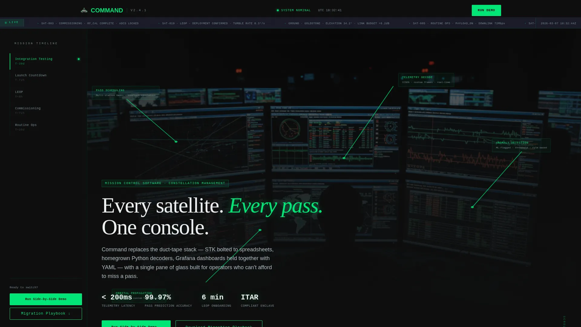 Mission Control Software Landing Page Template