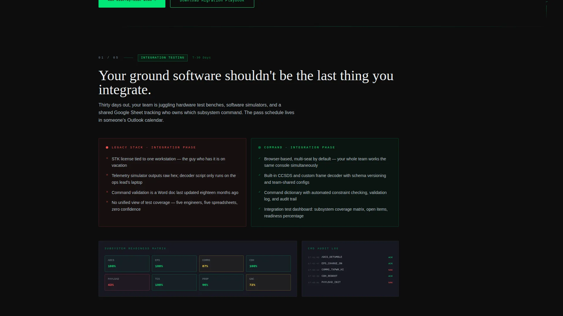Mission Control Software Landing Page Template