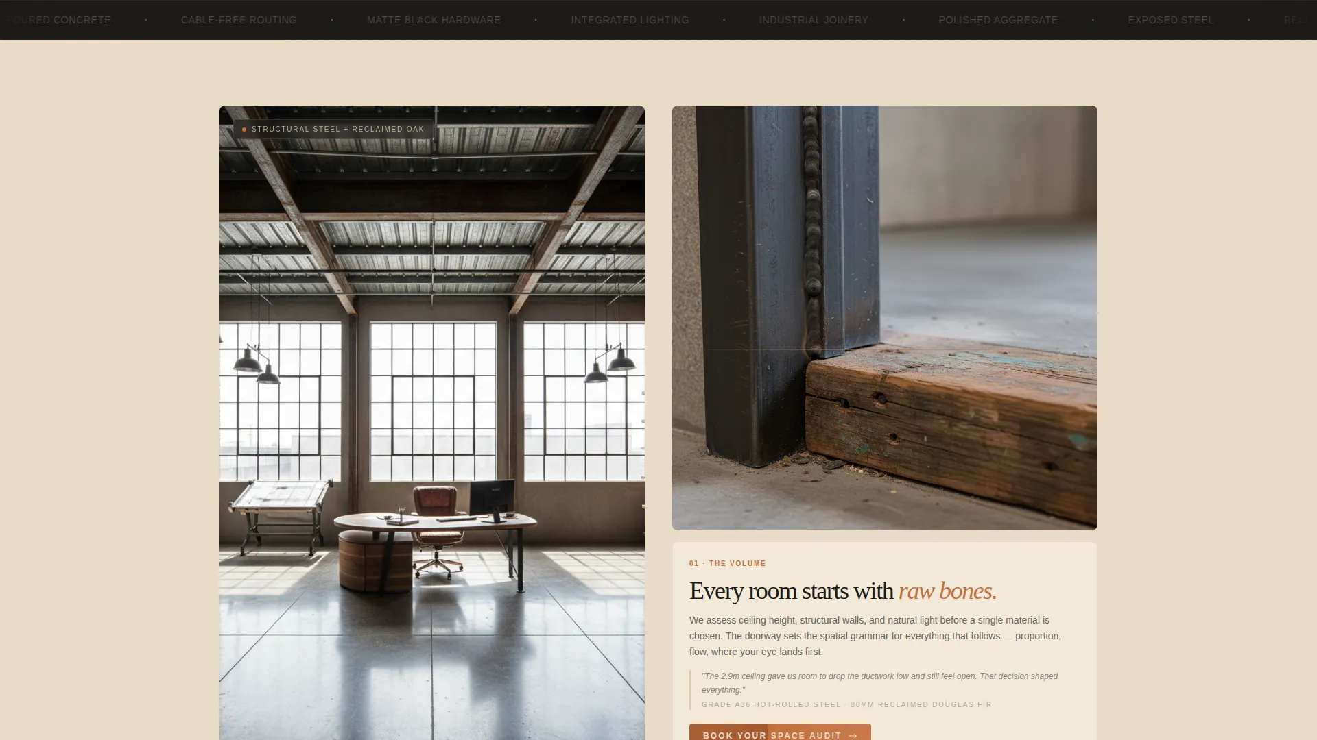 Industrial Home Office Interior Designer Landing Page