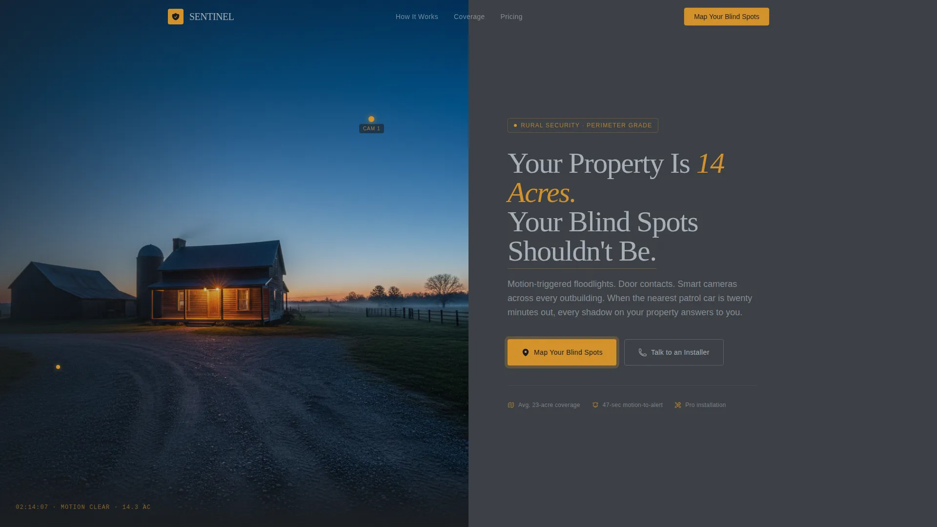 Home Security Landing Page Template for Rural Properties