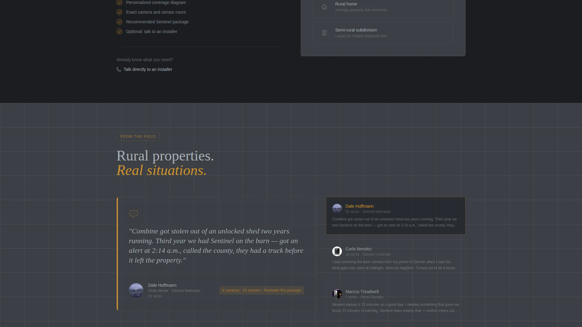 Home Security Landing Page Template for Rural Properties