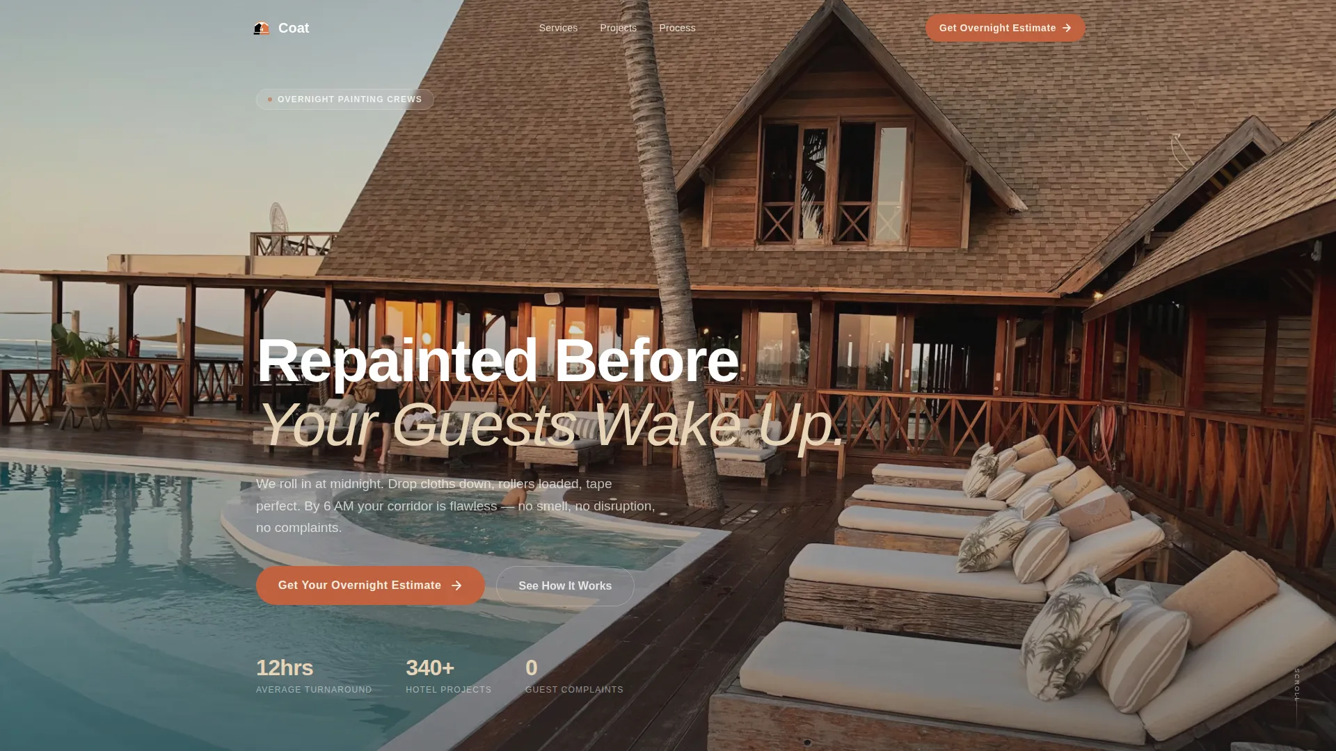 Overnight Hotel Painting Contractor Landing Page Template