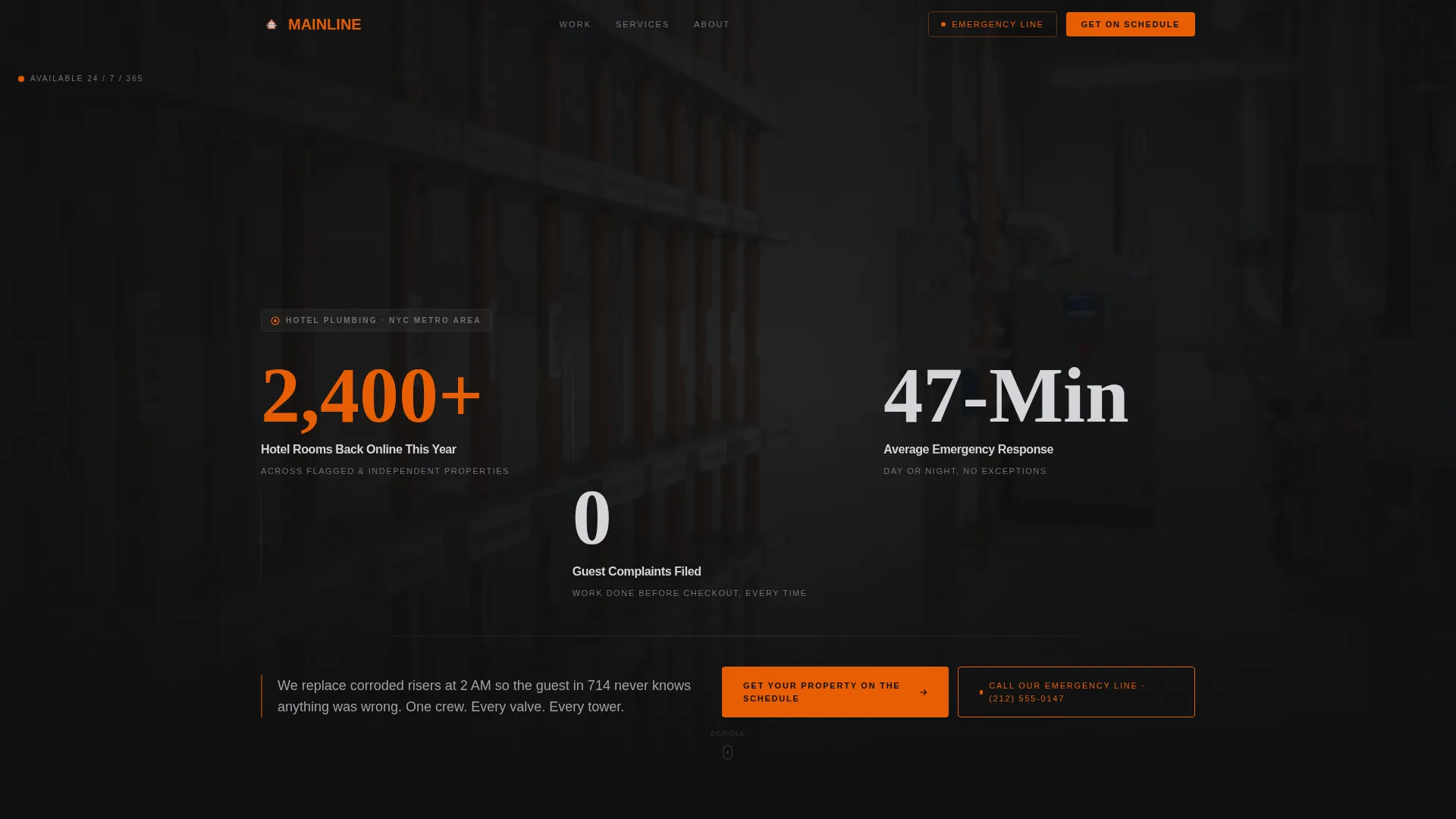 Hotel Plumbing Contractor Landing Page Template