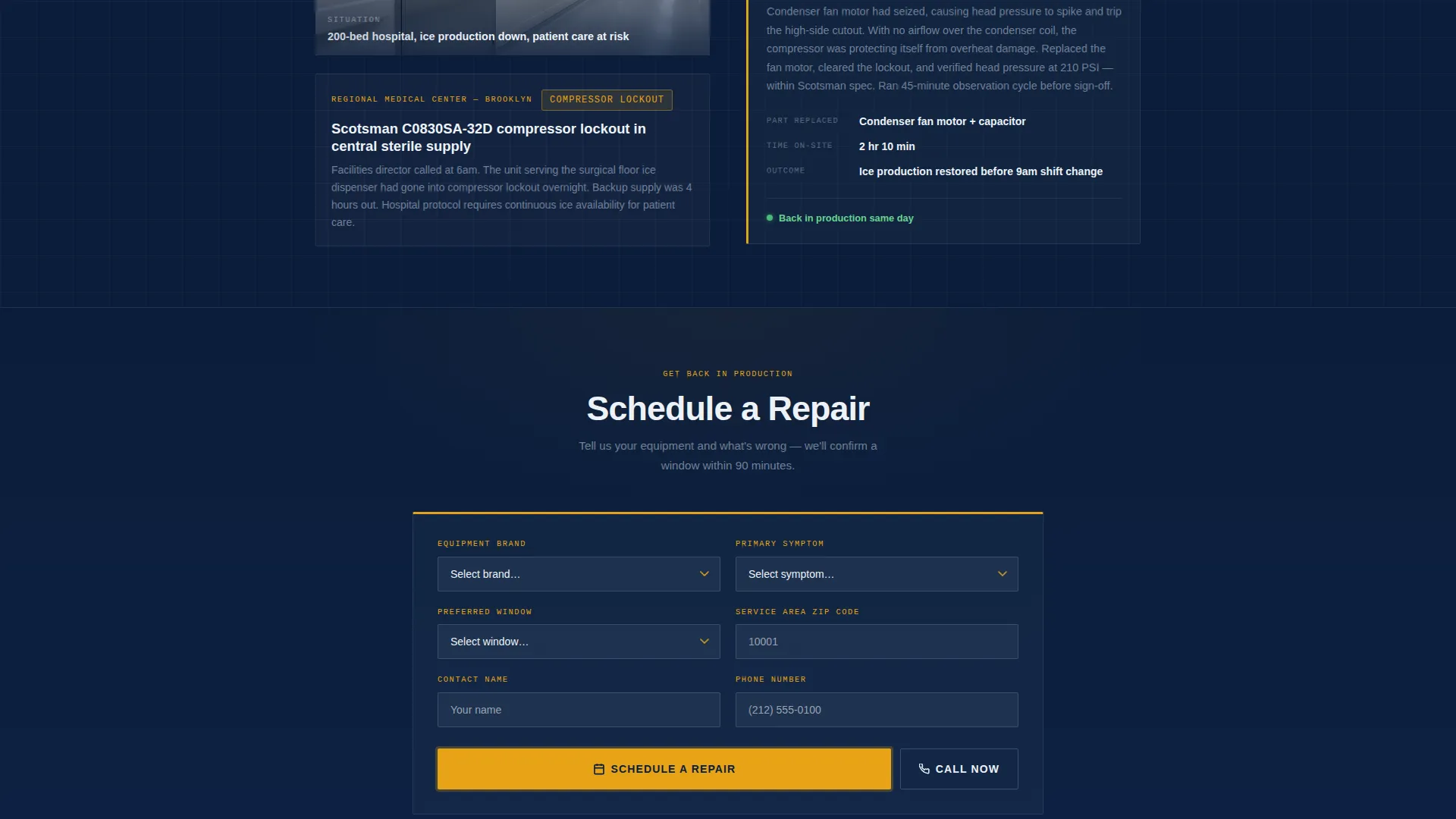 Commercial Ice Maker Repair Landing Page Template