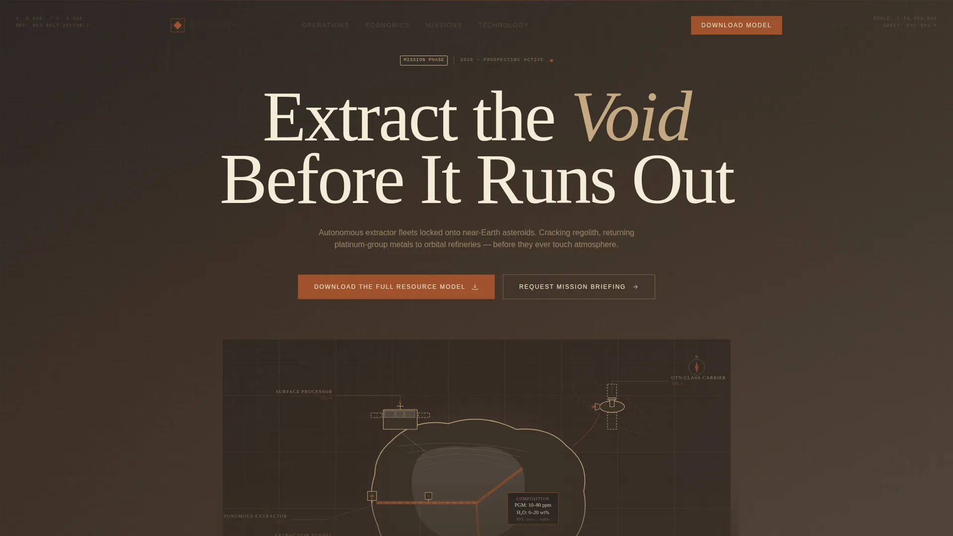 Asteroid Mining Landing Page Template
