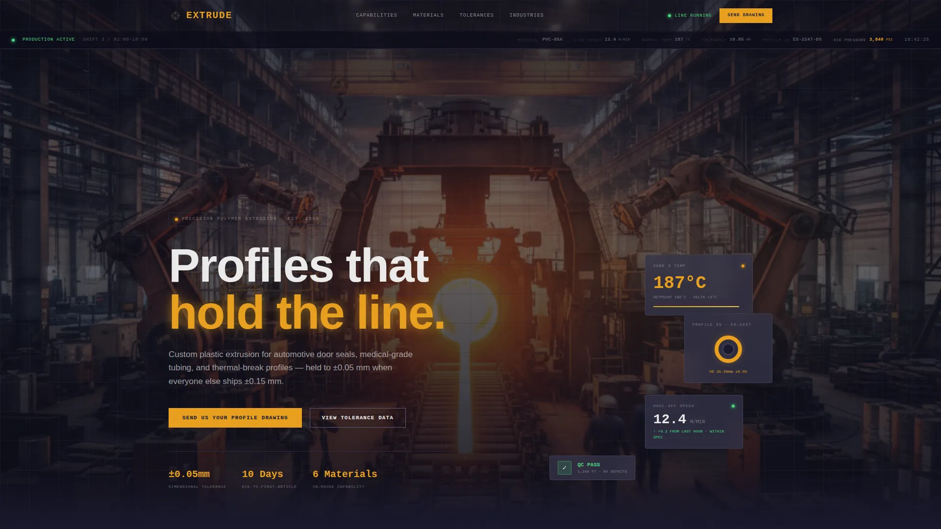 Precision Plastic Extrusion Landing Page Template