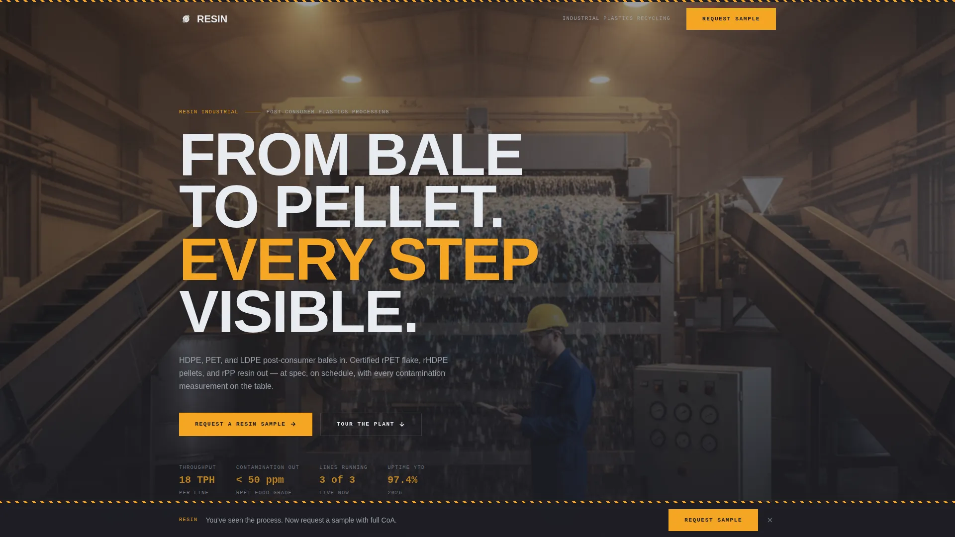 Industrial Plastic Recycling Plant Landing Page Template