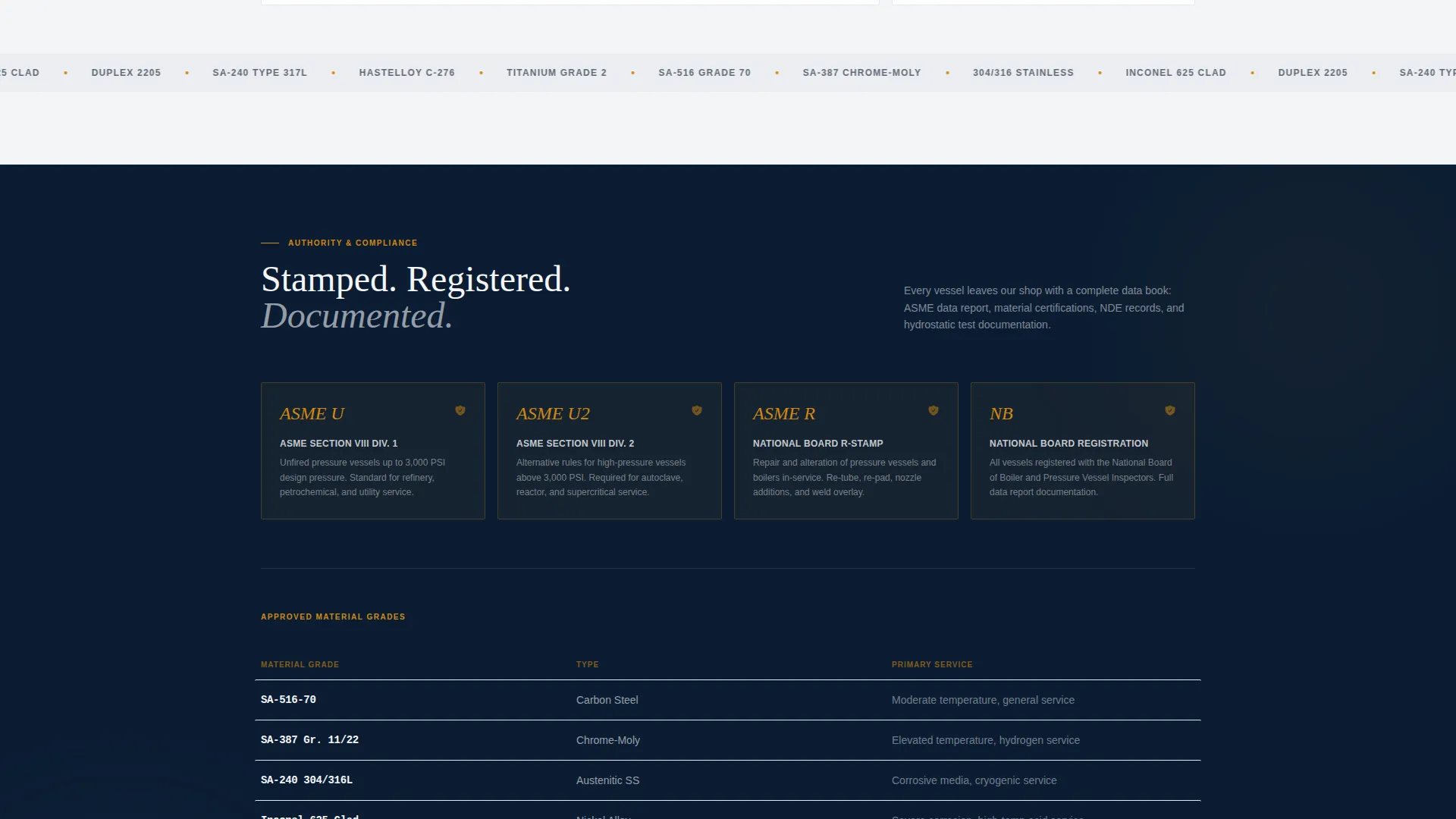 Pressure Vessel Manufacturer Landing Page Template