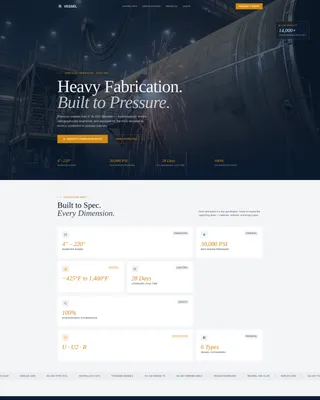 Pressure Vessel Manufacturer Landing Page Template