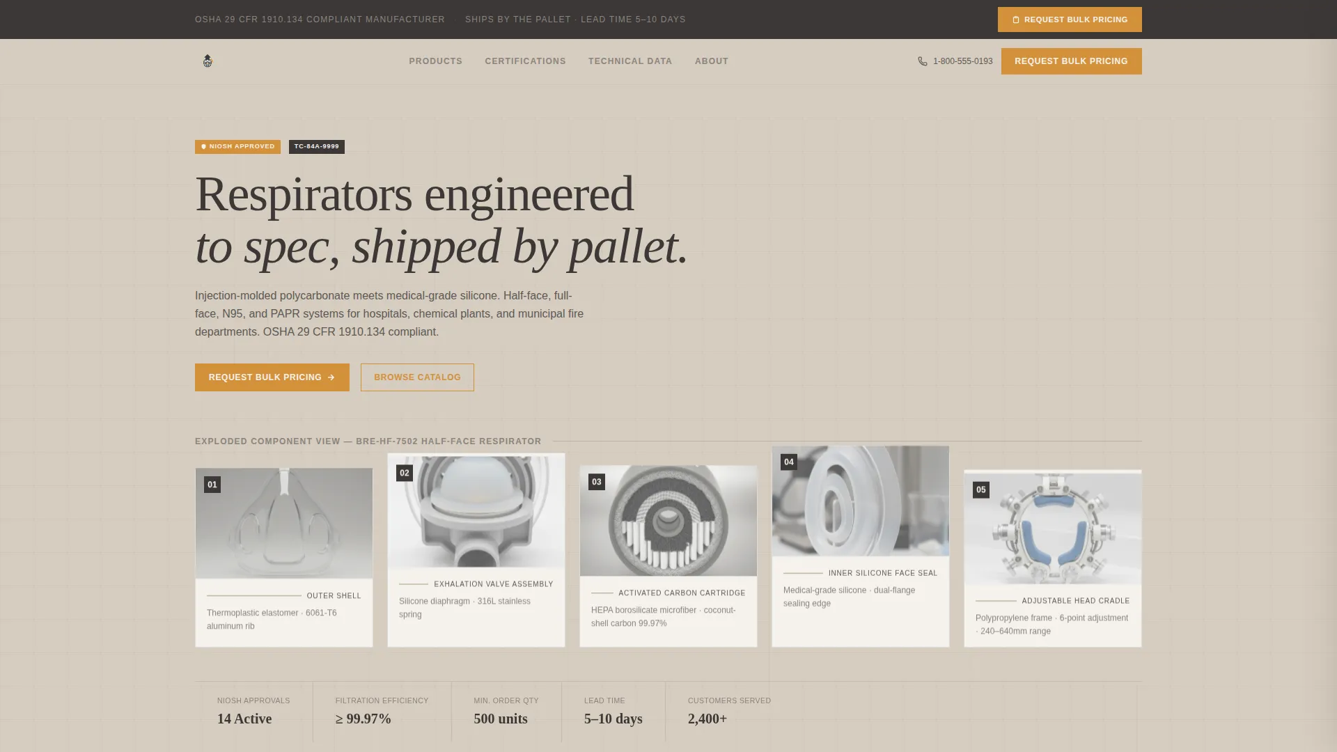 Respirator Manufacturer Landing Page Template