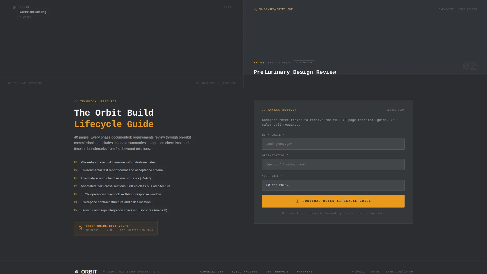 Satellite Manufacturer Landing Page Template