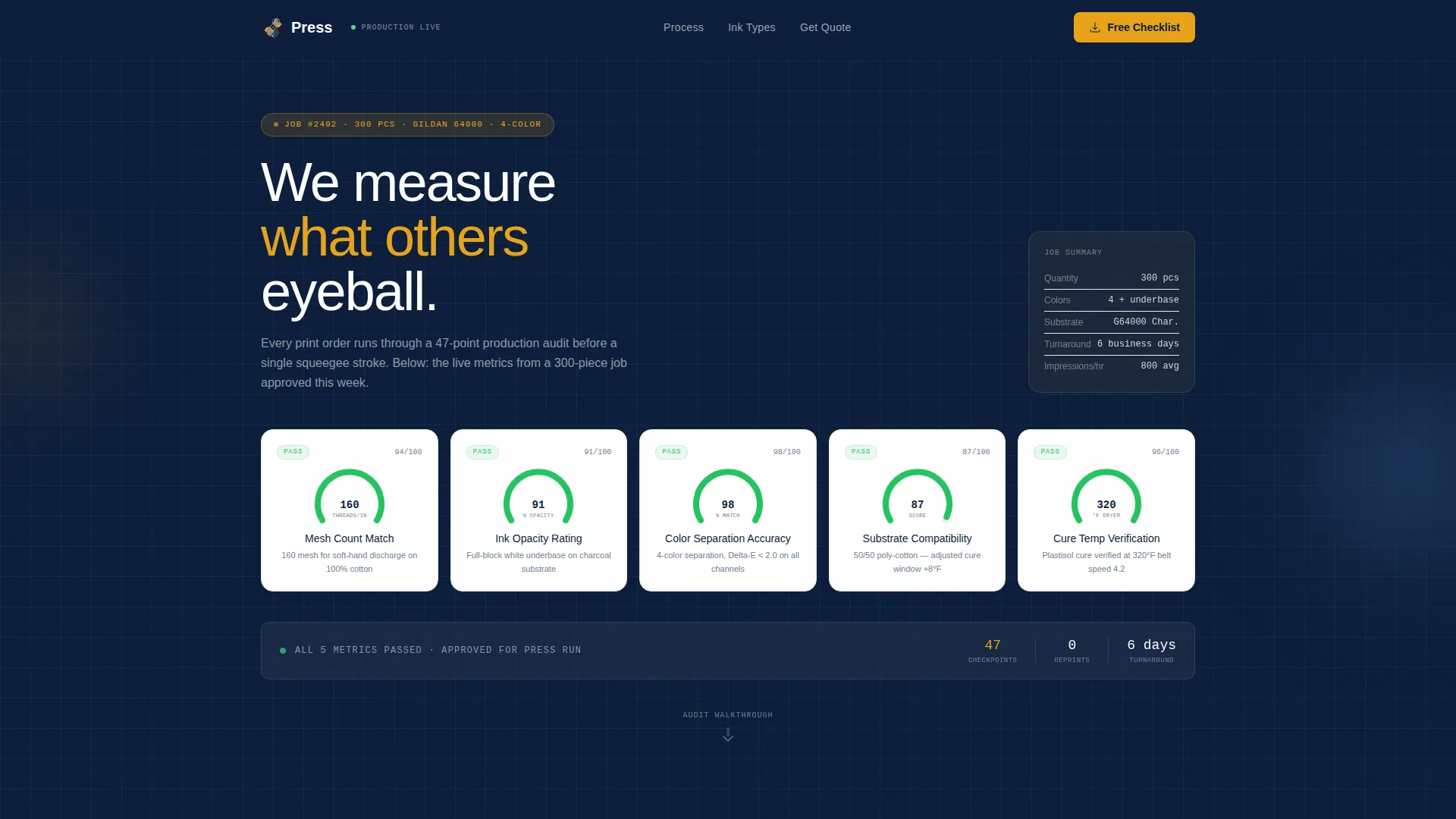 Screen Printing Landing Page Template for Volume Shops