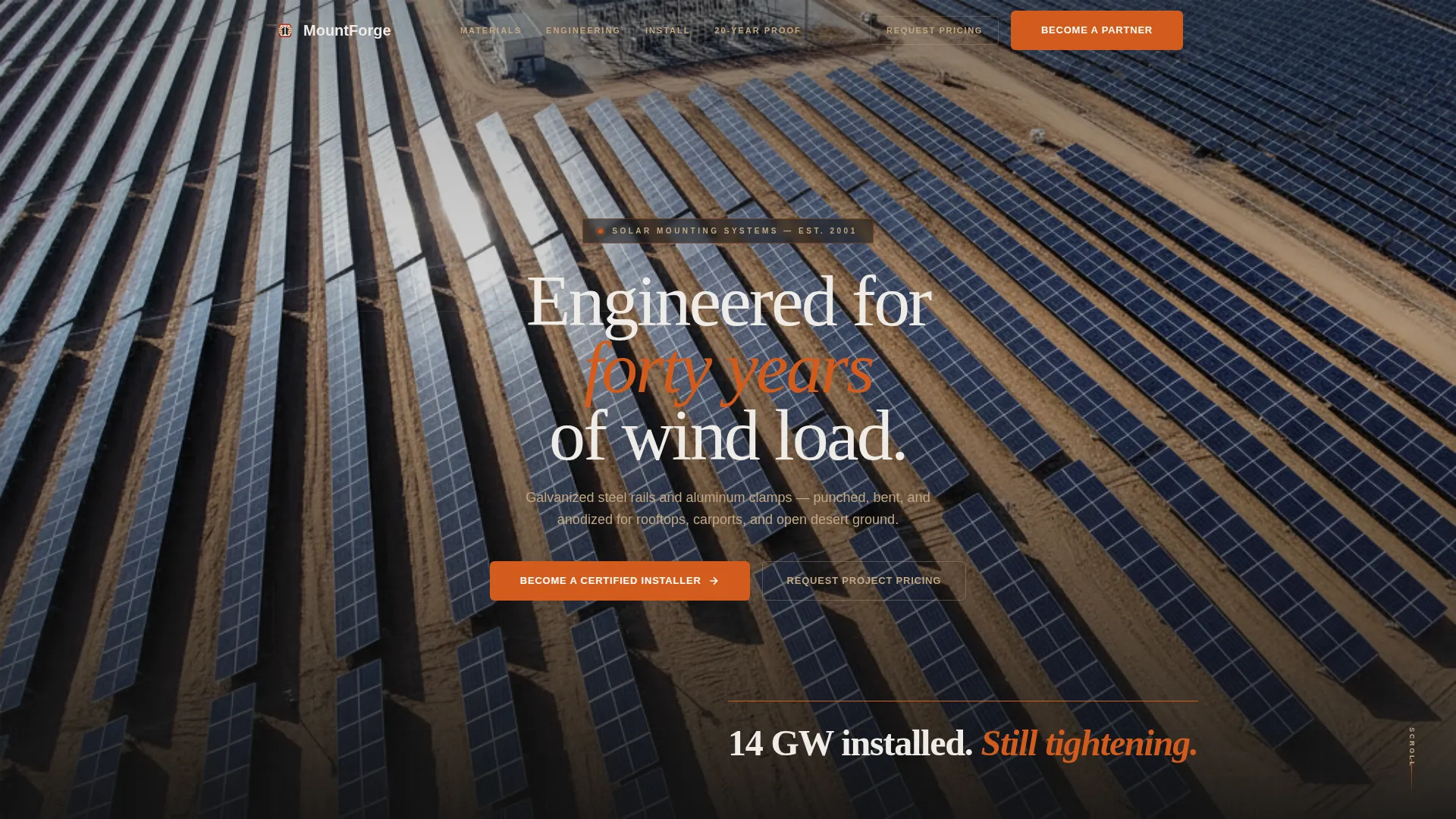 Solar Mounting System Manufacturer Landing Page