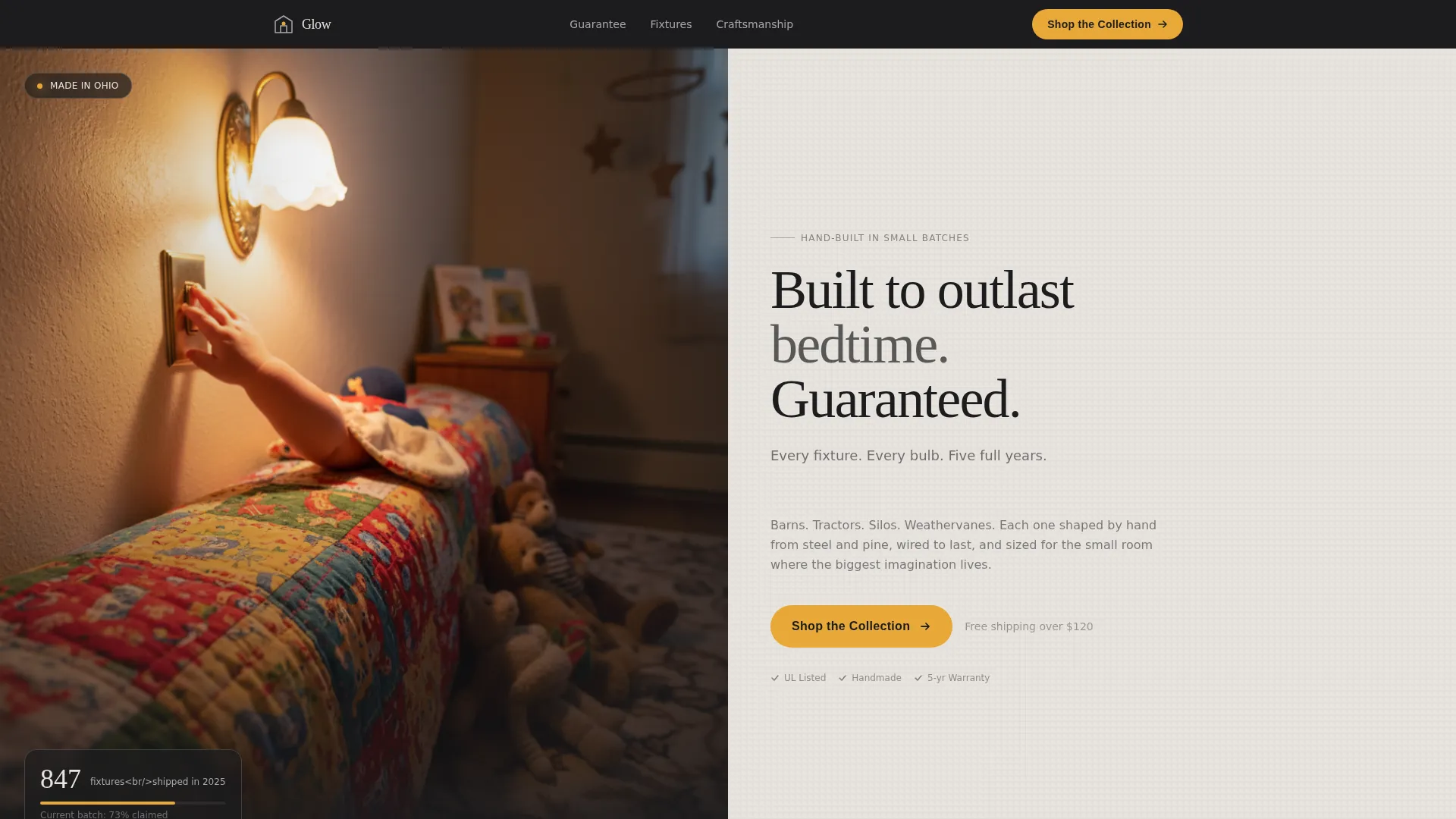 Handcrafted Kids Room Lighting Landing Page Template