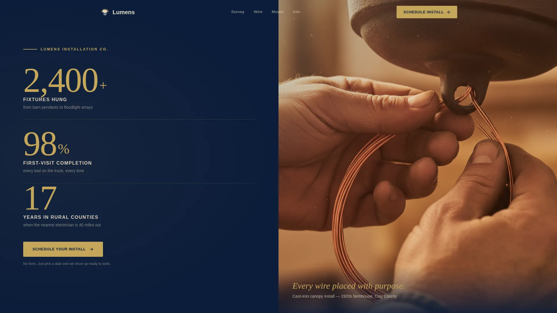 Light Fixture Installation Landing Page Template