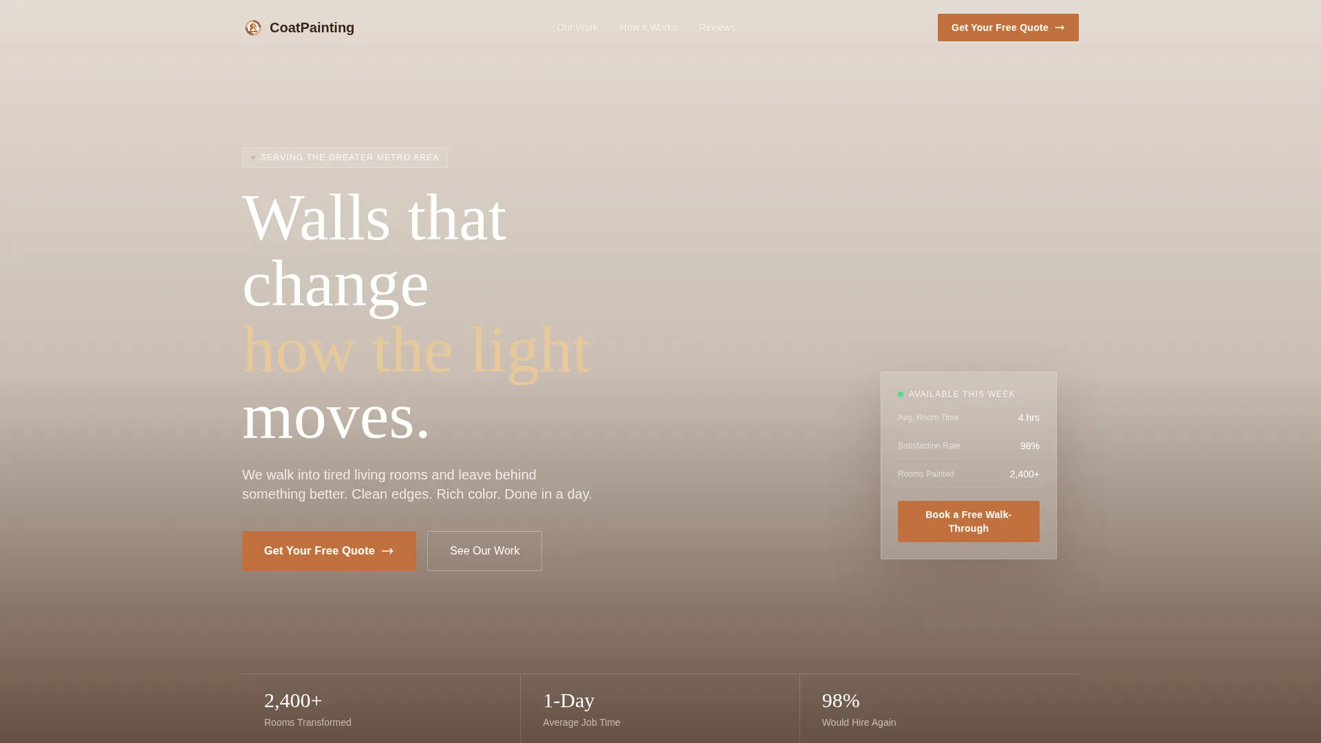 Living Room Painting Service Landing Page Template