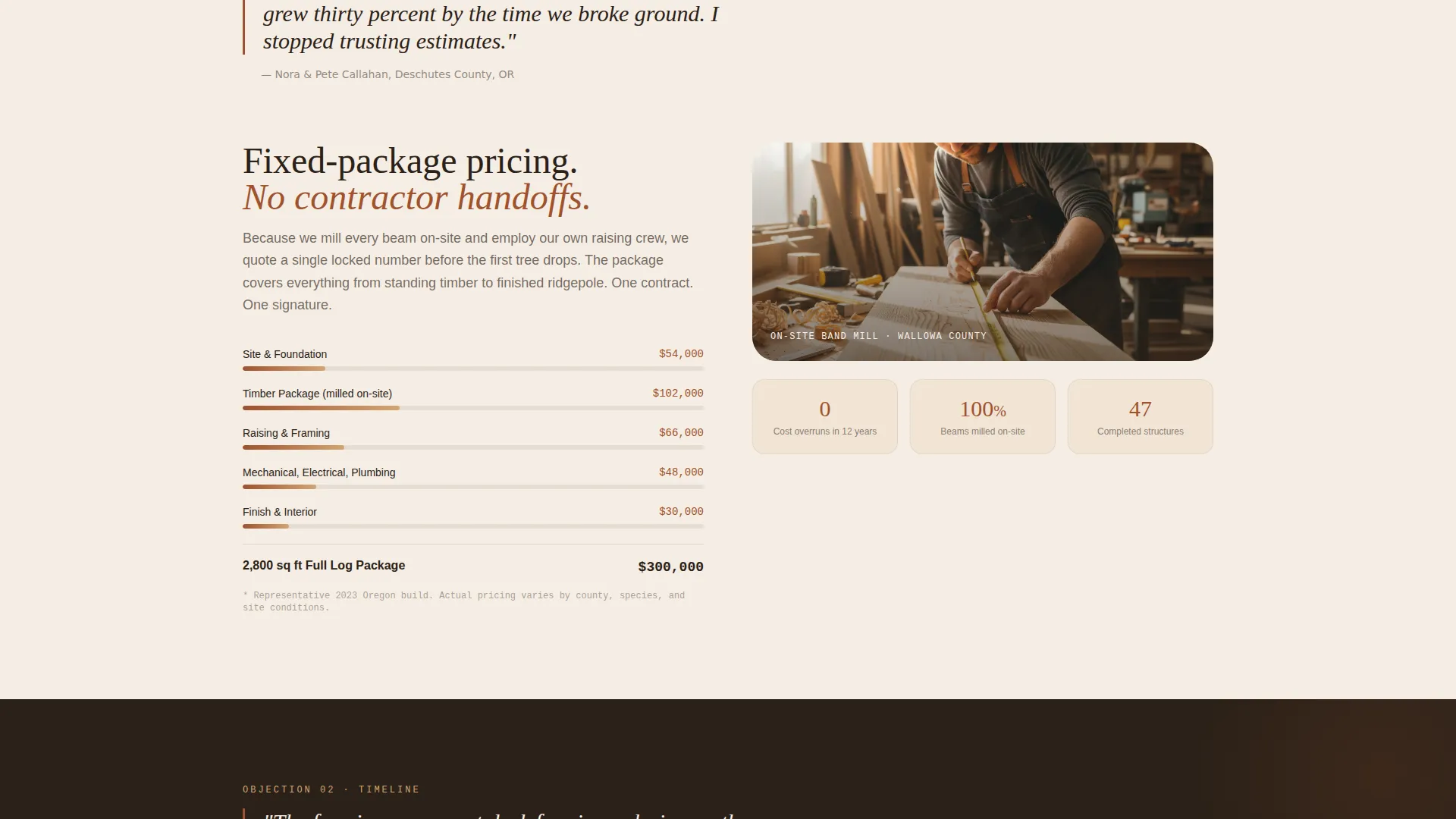 Log & Timber Frame Home Builder Landing Page