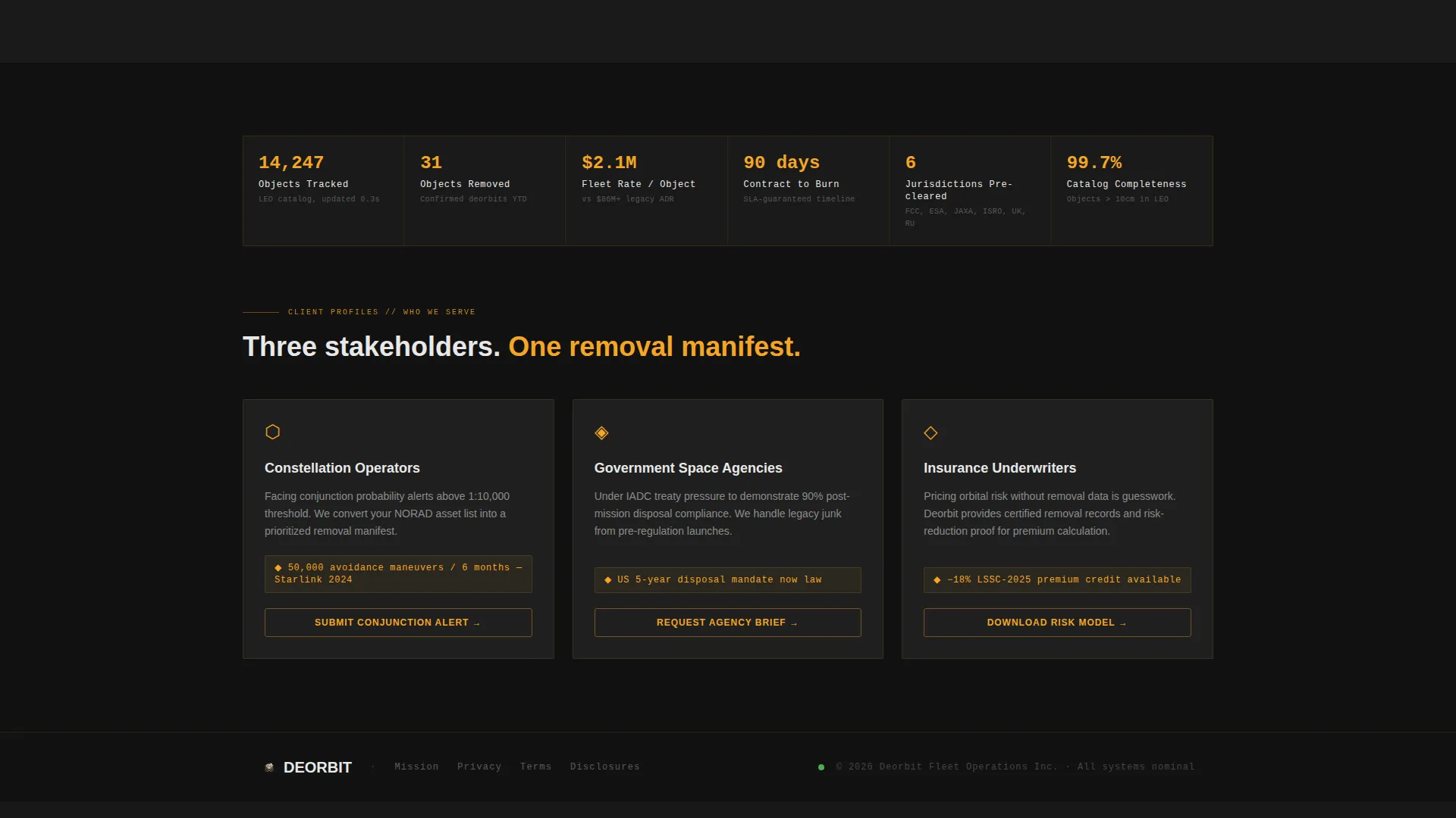 Space Debris Removal Landing Page Template