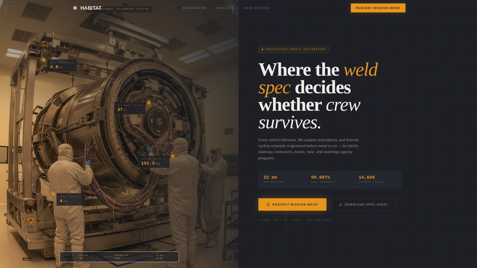 Space Station Engineering Landing Page Template