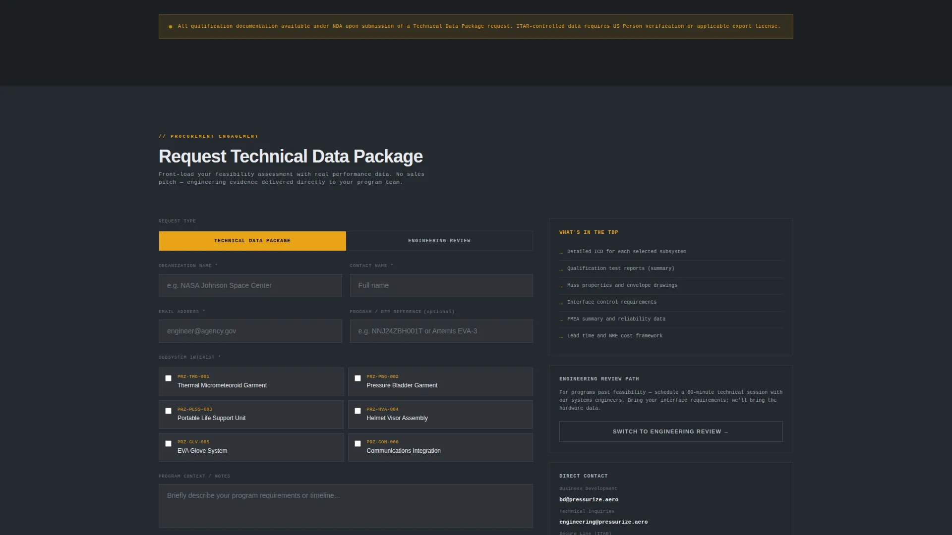 Space Suit Landing Page Template for Aerospace B2B
