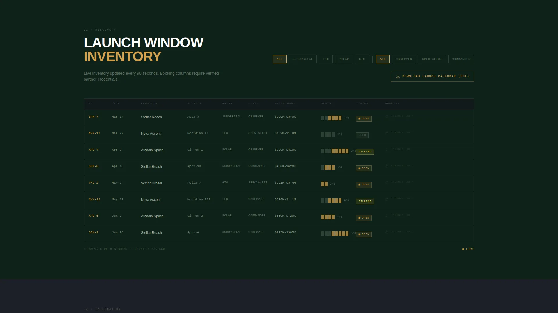 Space & Advanced Aerospace Appointment Booking Website Template