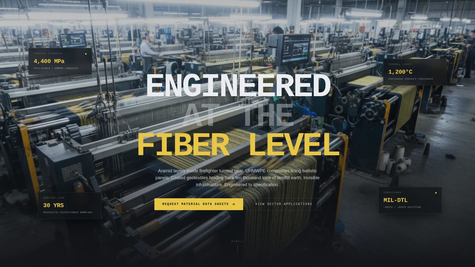 Technical Textiles Landing Page Template