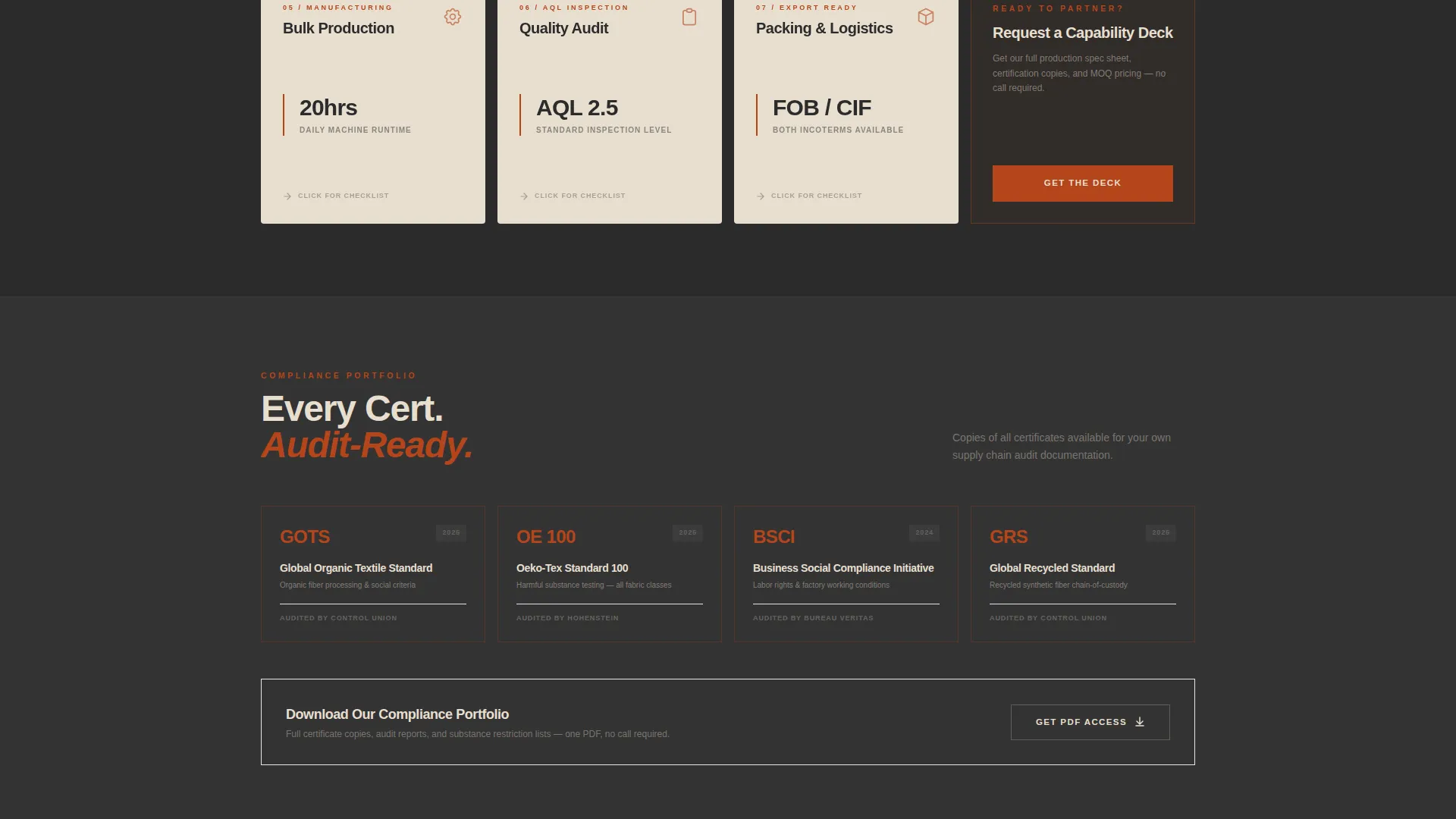 Industrial Textile Manufacturer Landing Page Template