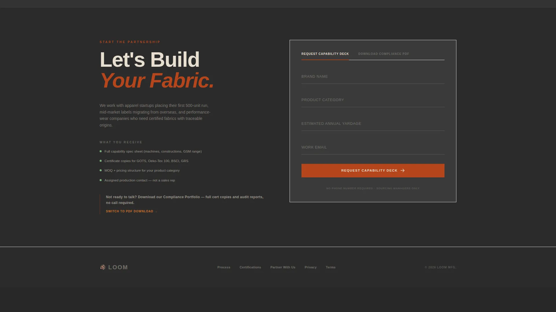 Industrial Textile Manufacturer Landing Page Template