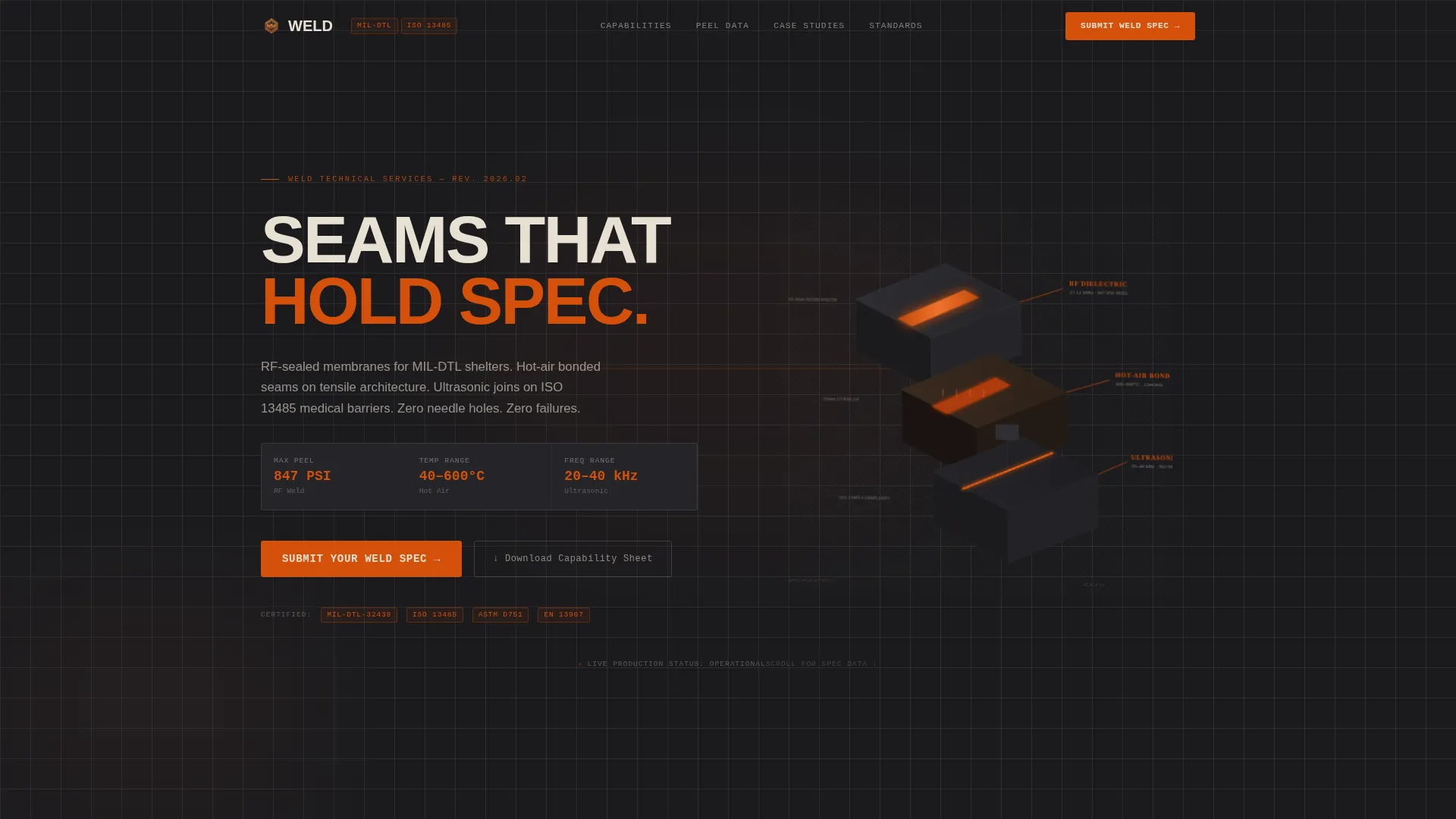 Industrial Textile Welding Service Landing Page Template