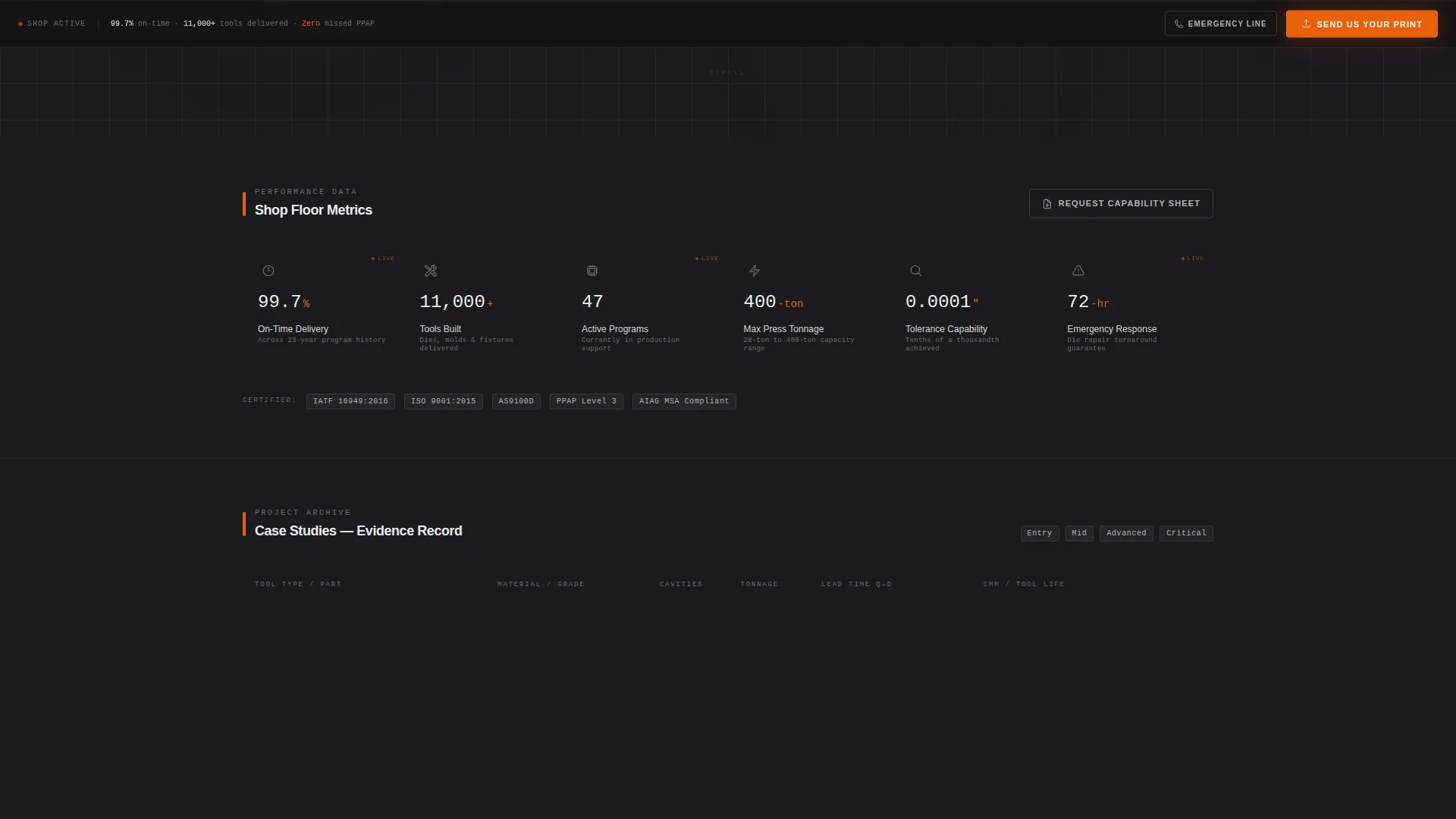 Specialist Tool & Die Making Reviews & Social Proof Website Template