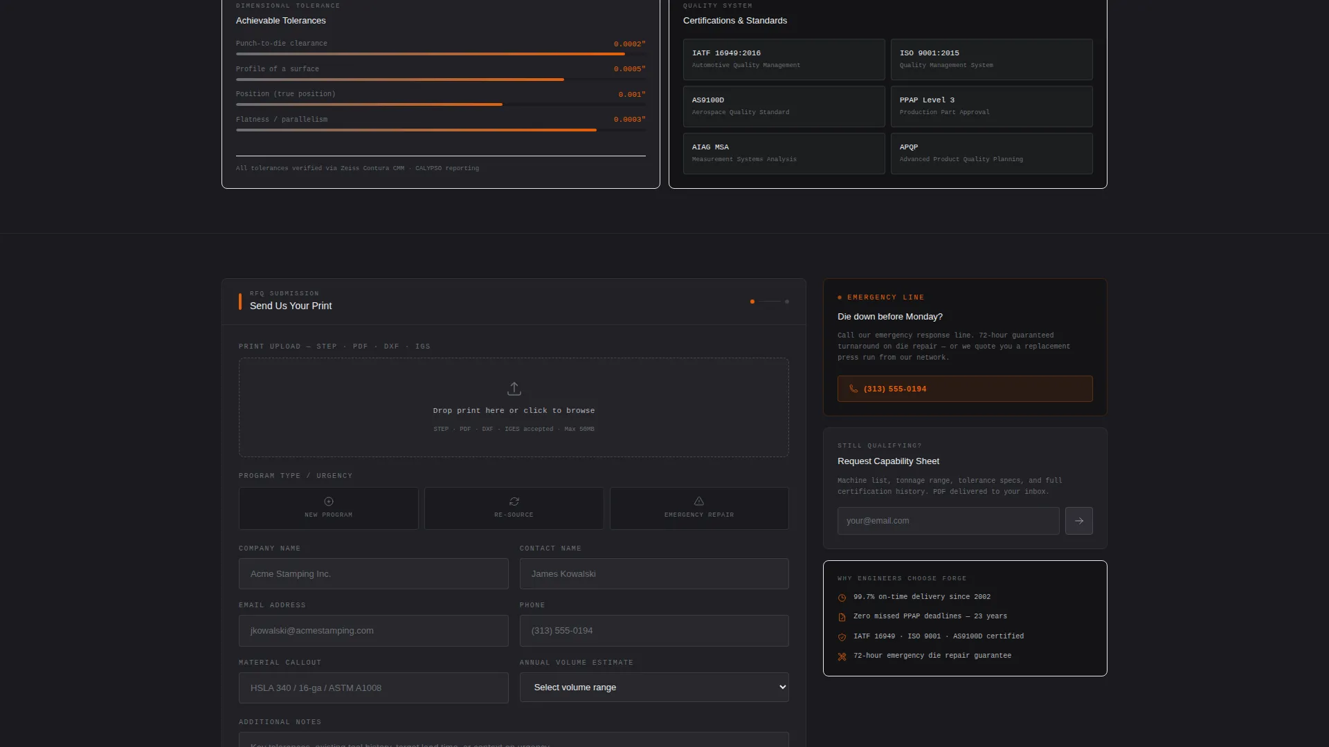 Specialist Tool & Die Making Reviews & Social Proof Website Template