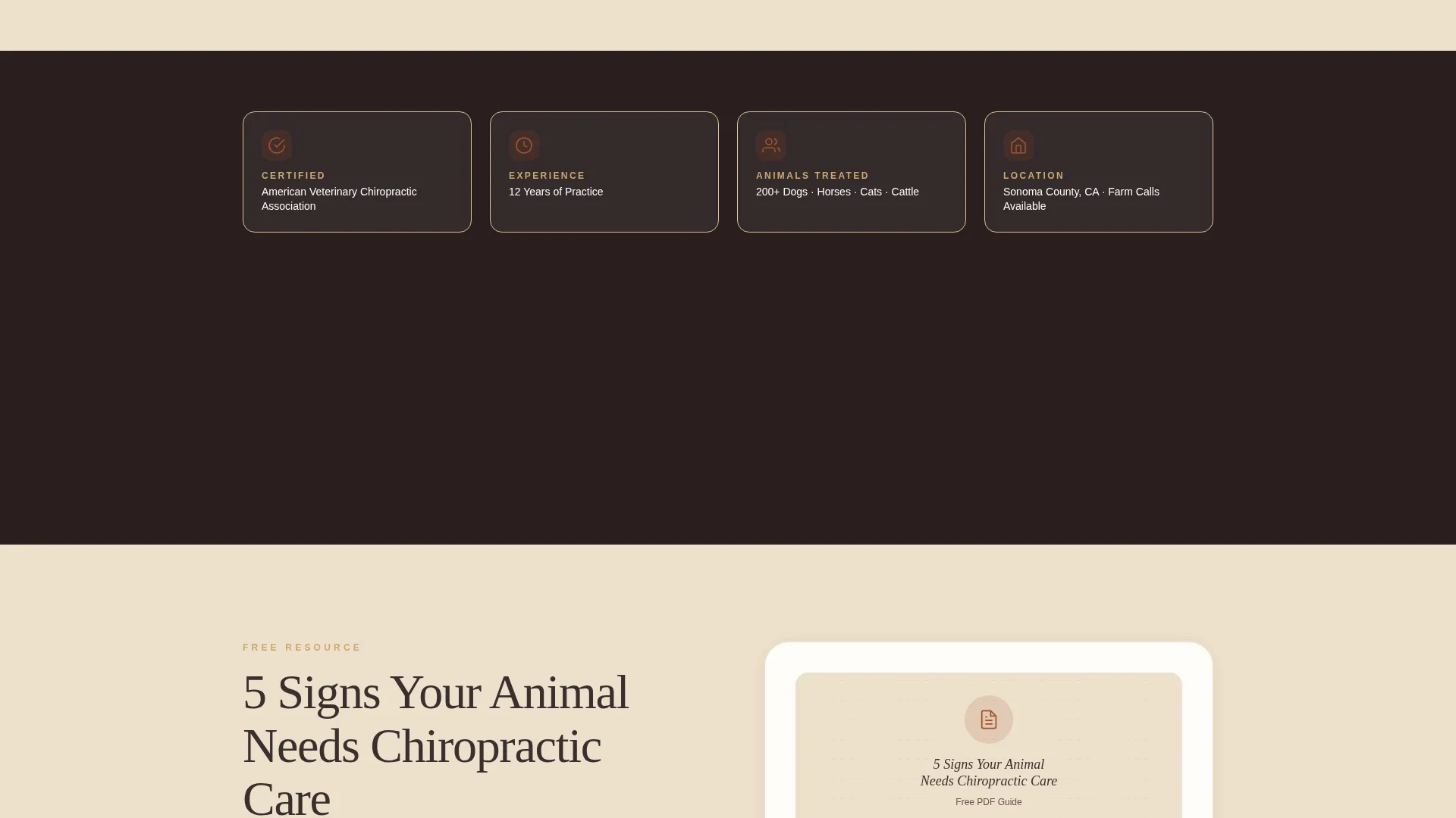 Animal Chiropractic Landing Page Template