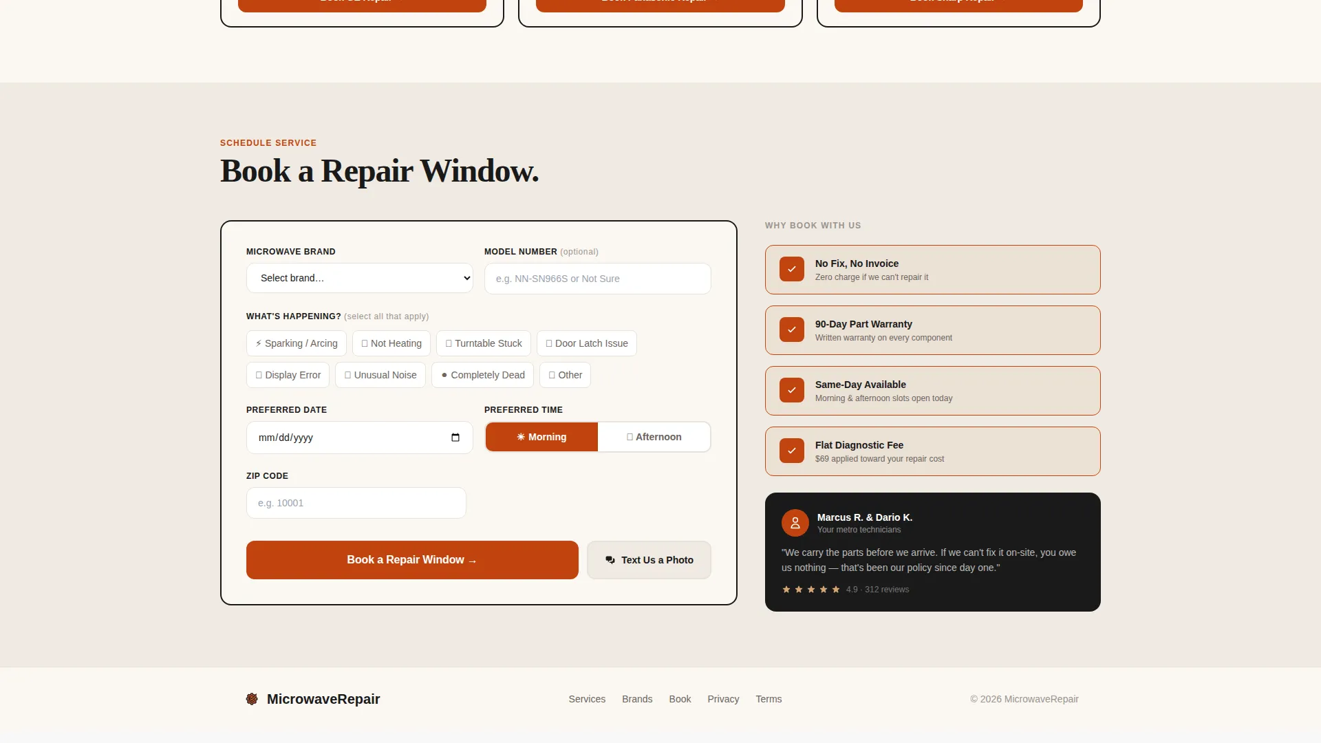 Appliance Repair & Specialist Booking Website Template