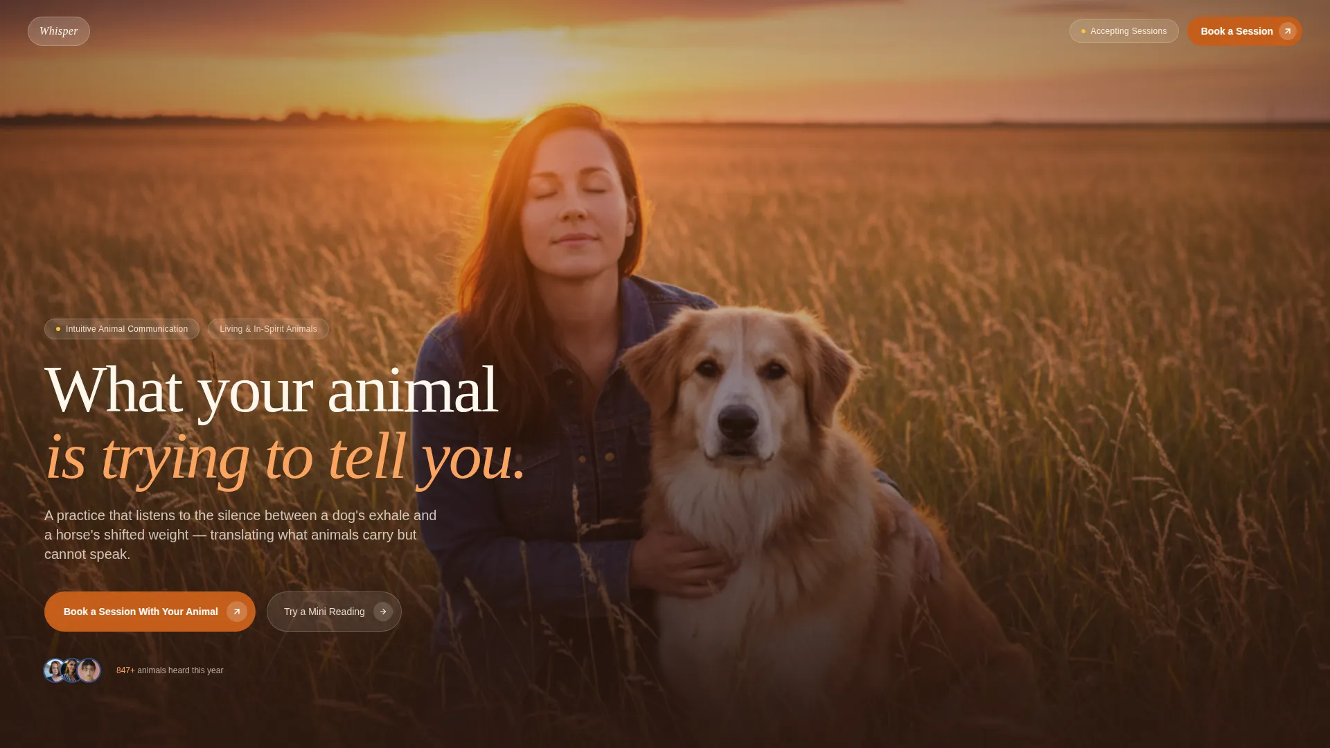 Animal Communication Landing Page Template