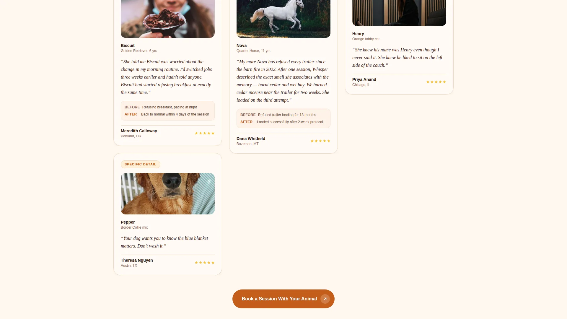 Animal Communication Landing Page Template
