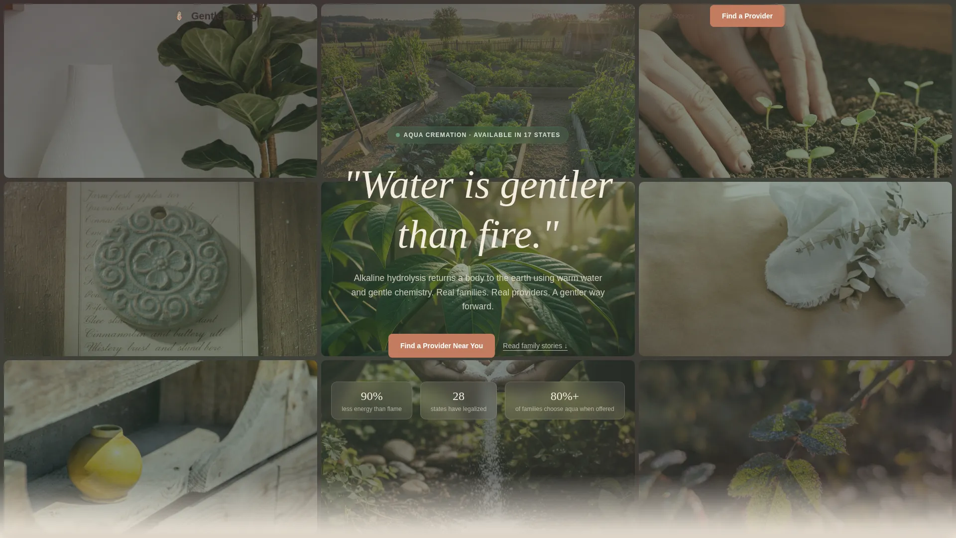 Aqua Cremation Marketplace Landing Page Template