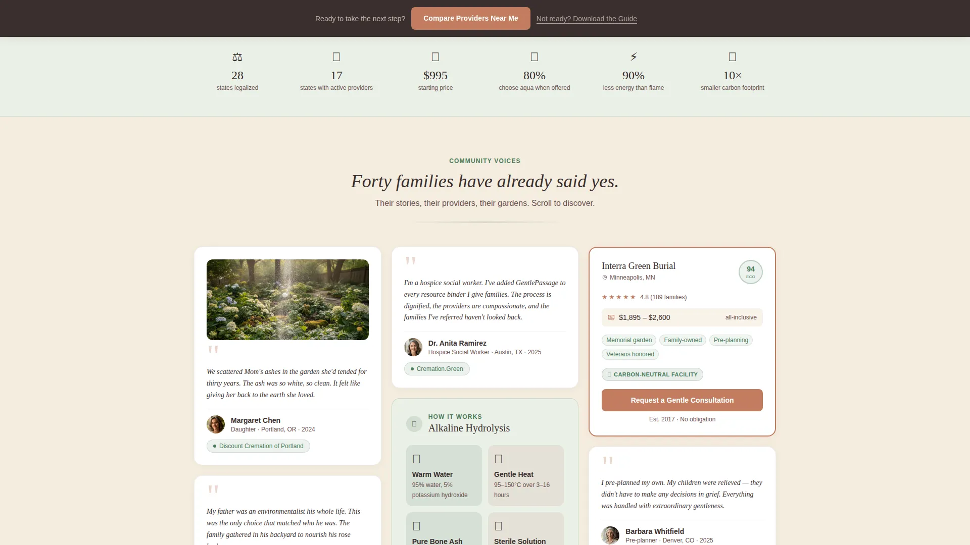 Aqua Cremation Marketplace Landing Page Template
