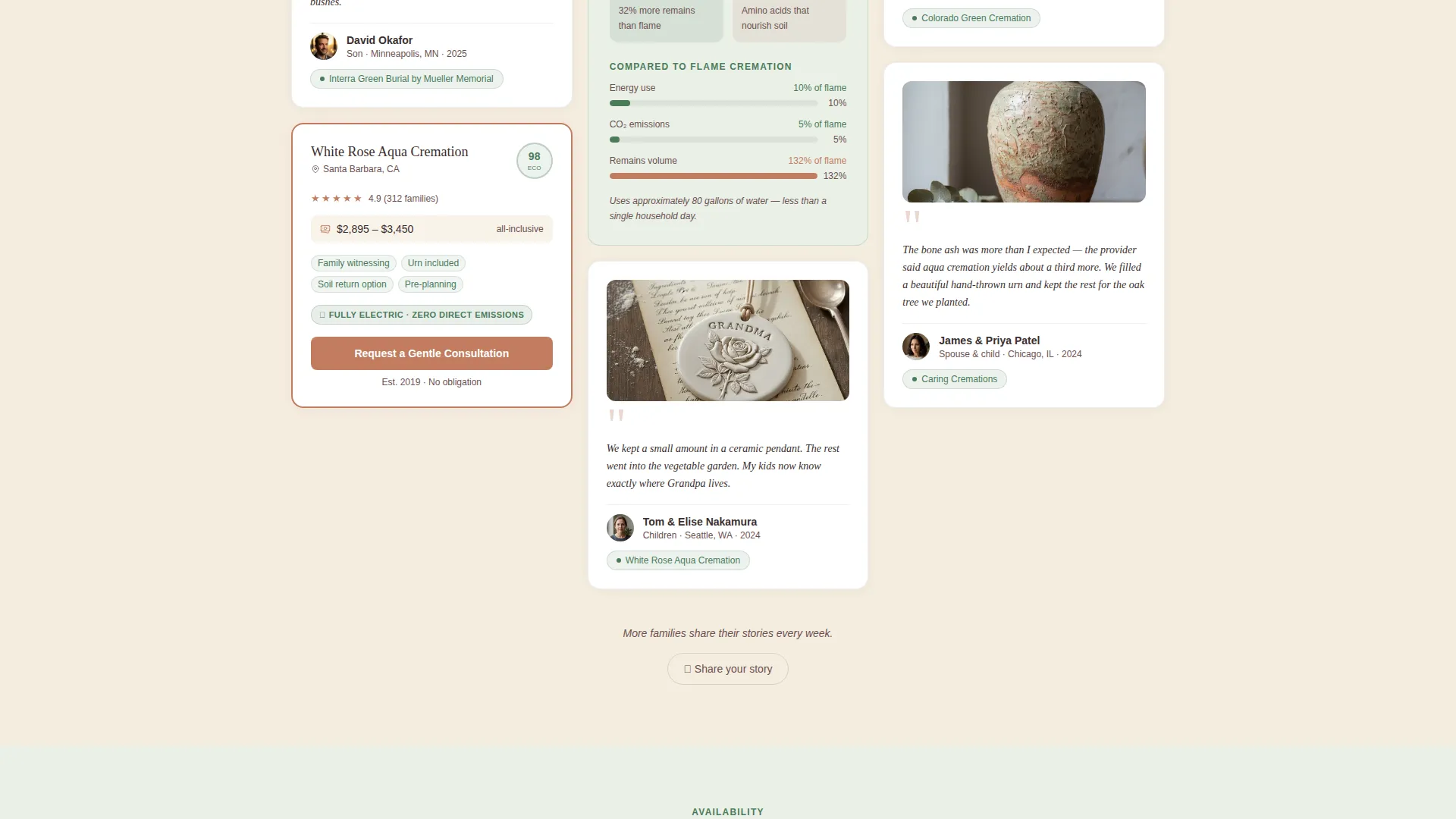 Aqua Cremation Marketplace Landing Page Template