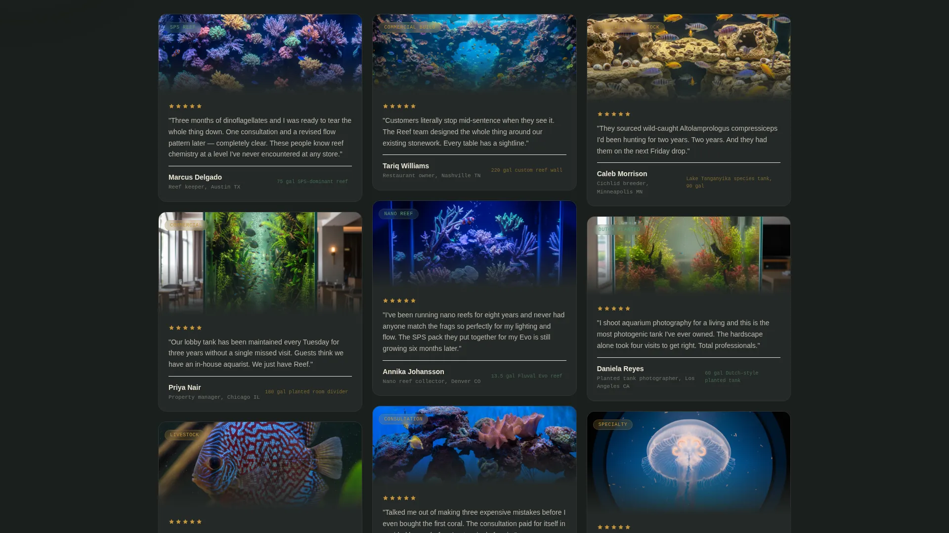 Aquarium Shop Booking Landing Page Template