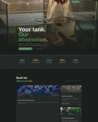 Aquarium Shop Booking Landing Page Template