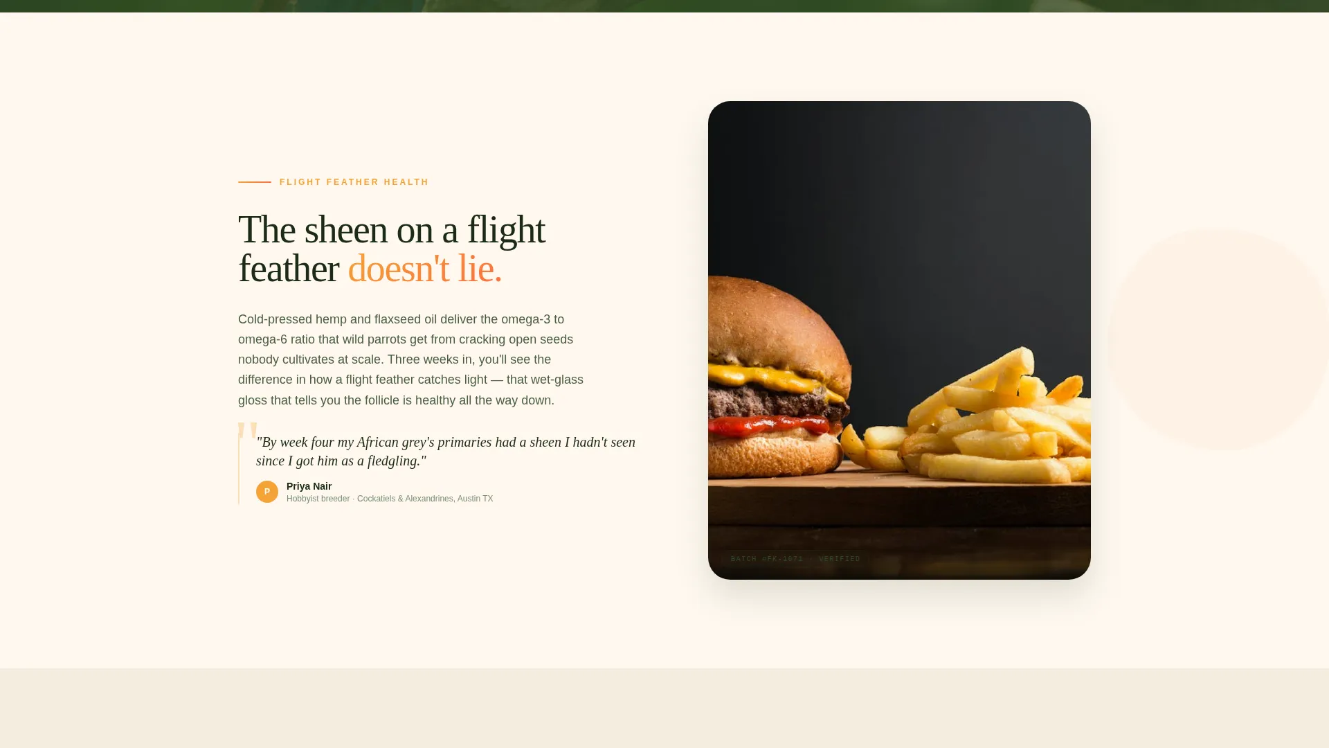 Bird Health Supplement Landing Page Template