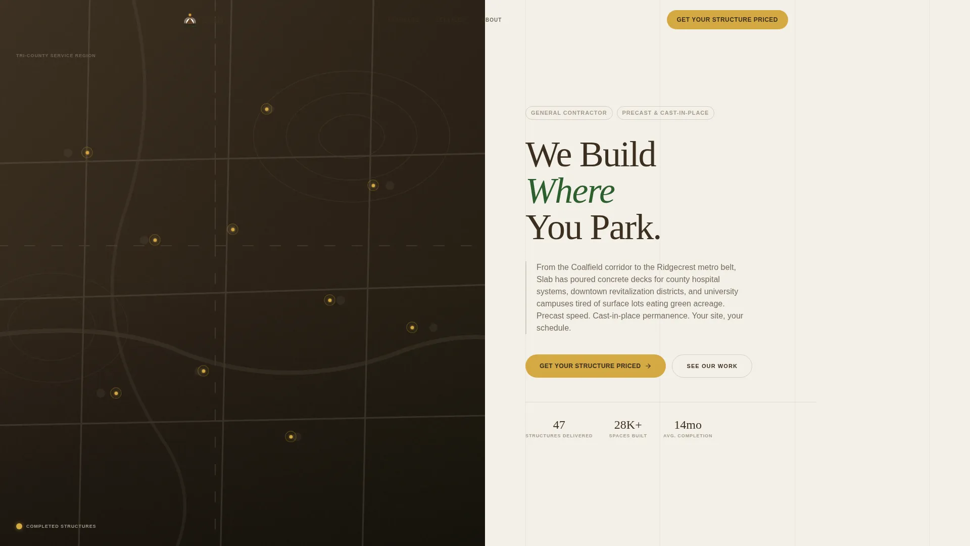 Parking Structure Construction Pricing Website Template