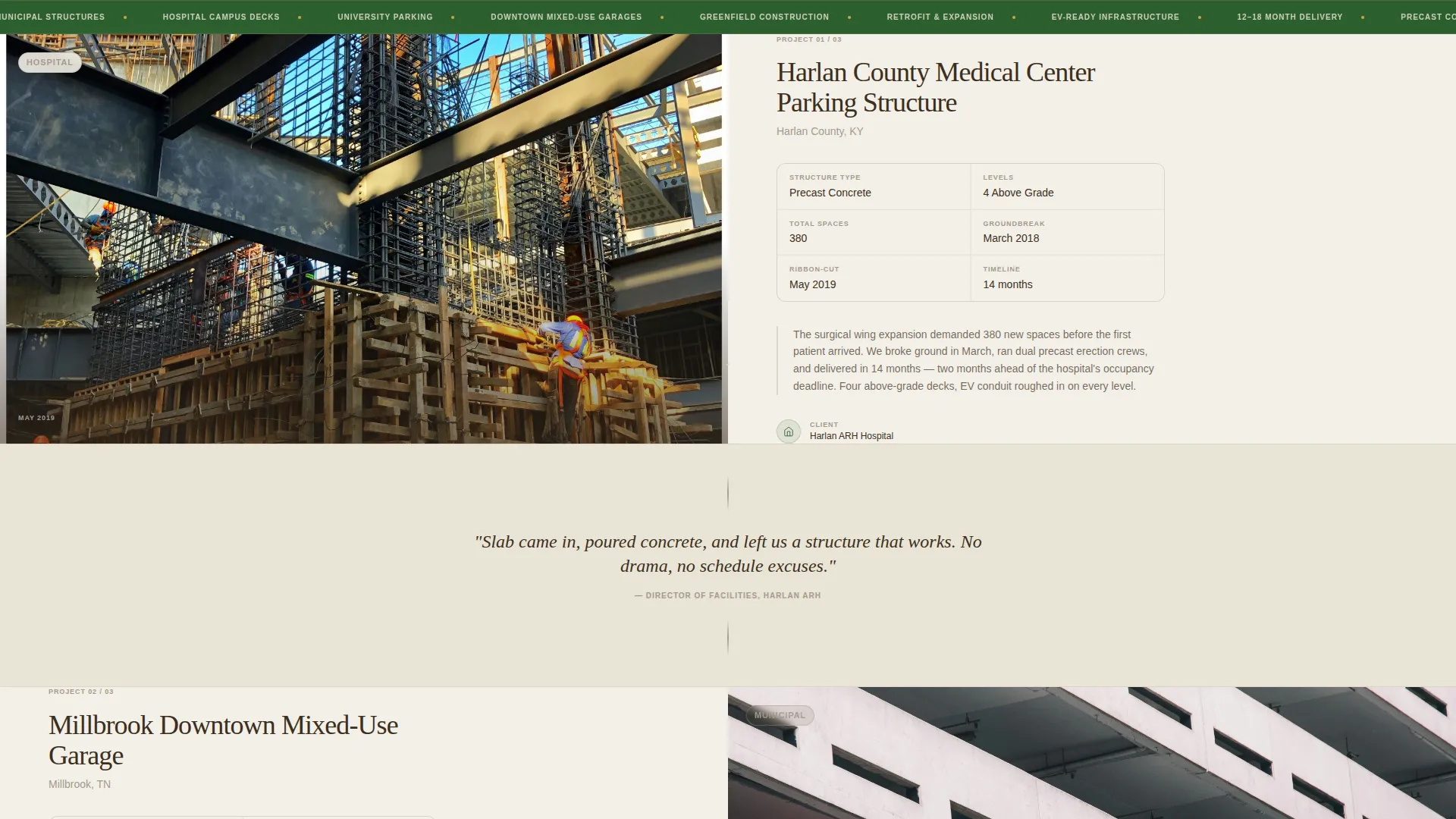 Parking Structure Construction Pricing Website Template