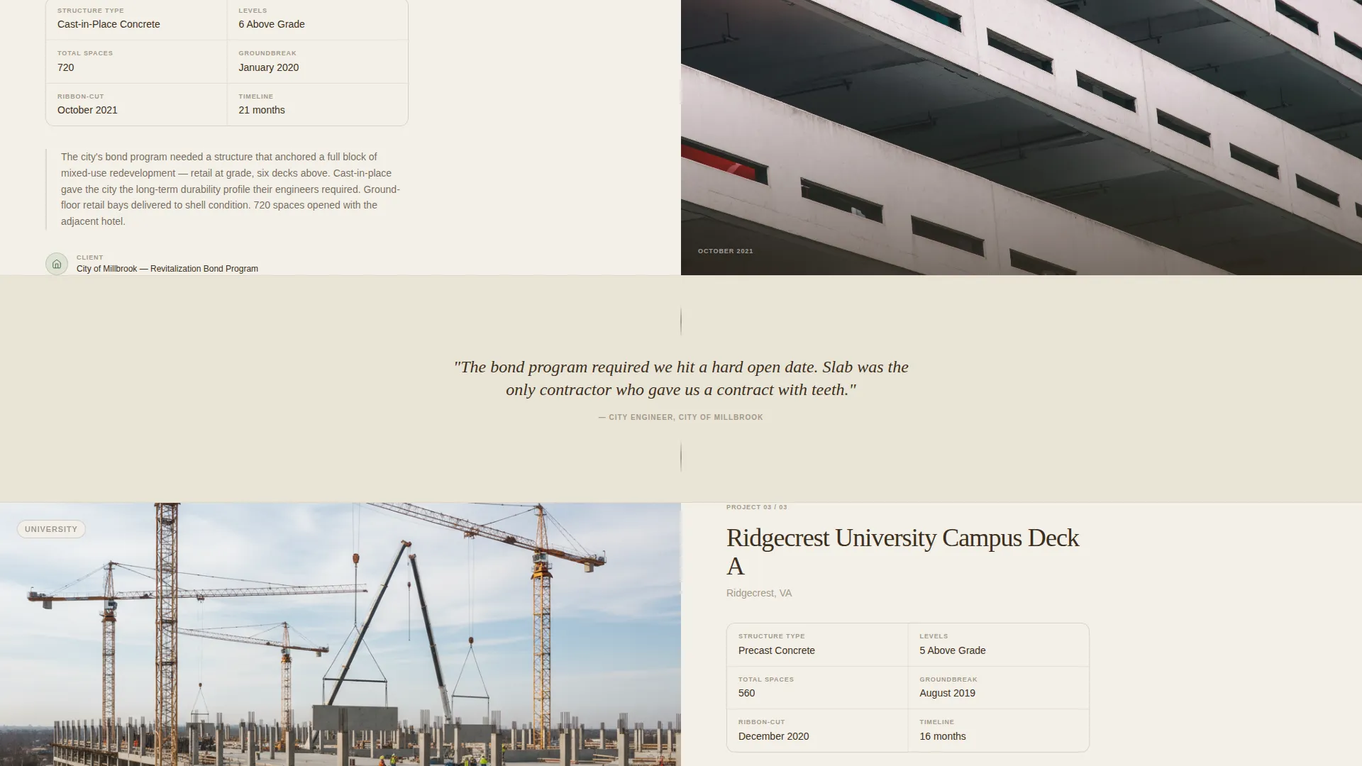 Parking Structure Construction Pricing Website Template