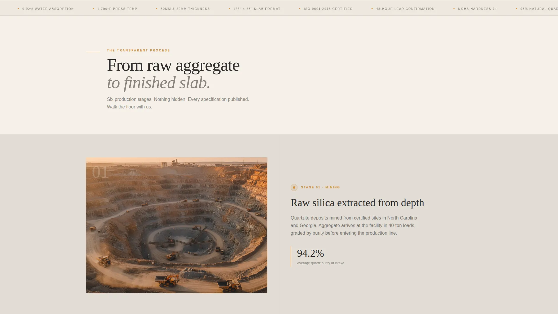 Quartz Manufacturer Landing Page Template