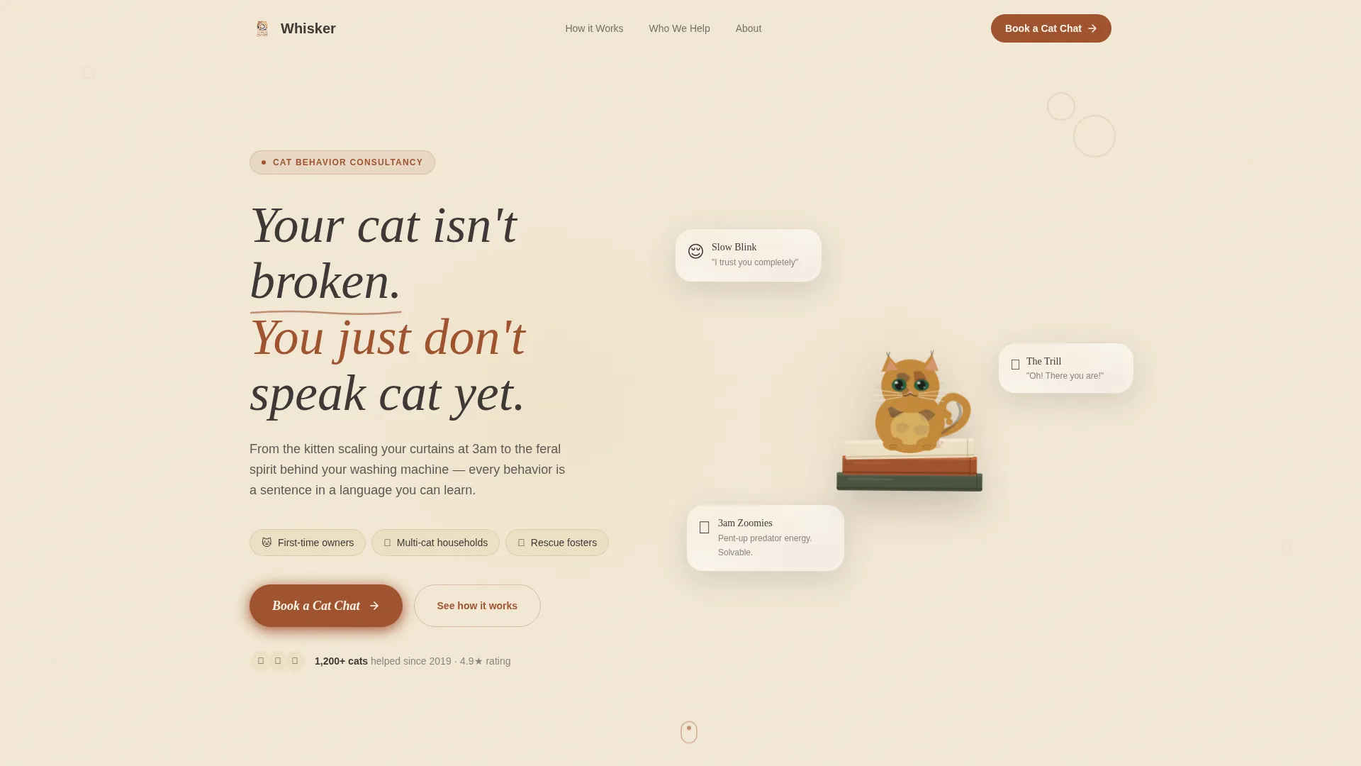Cat Specialist Booking Website Template