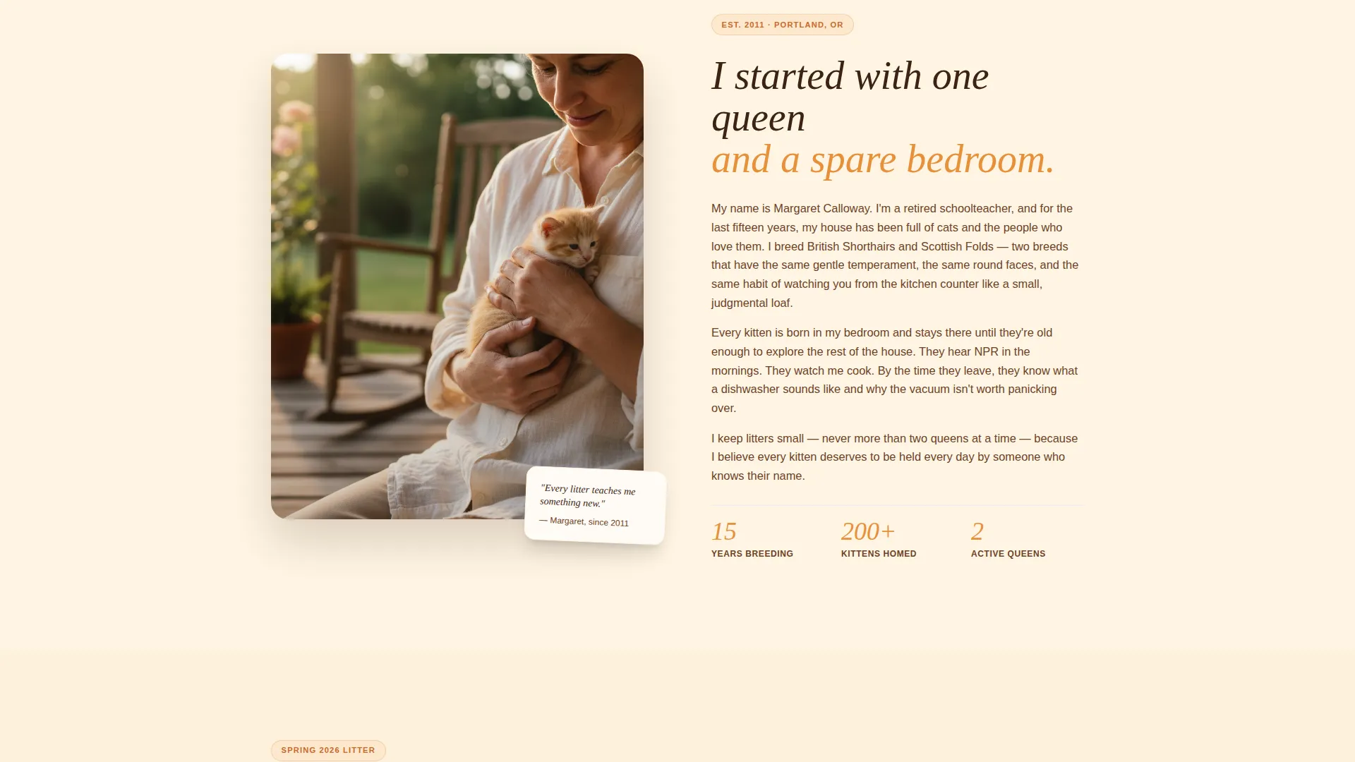 Landing Page Template for Artisan Cat Breeders