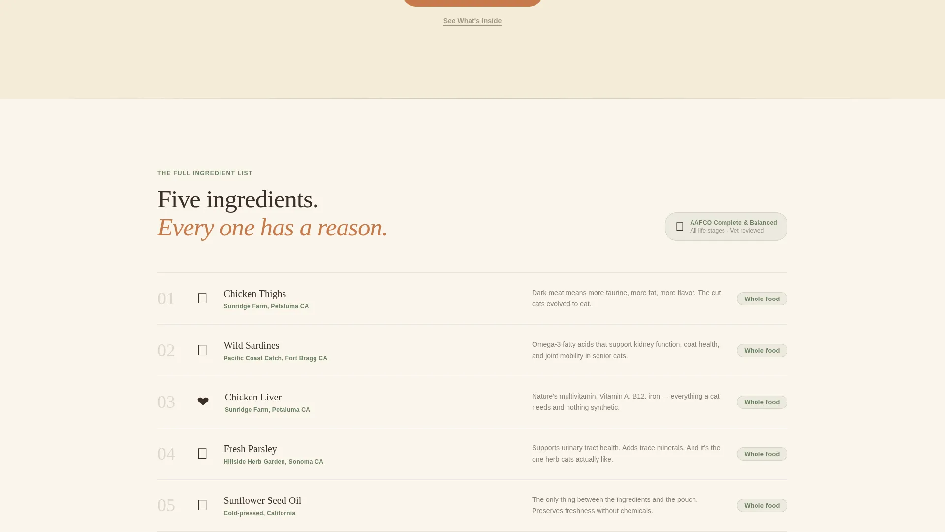 Artisan Cat Food Landing Page Template